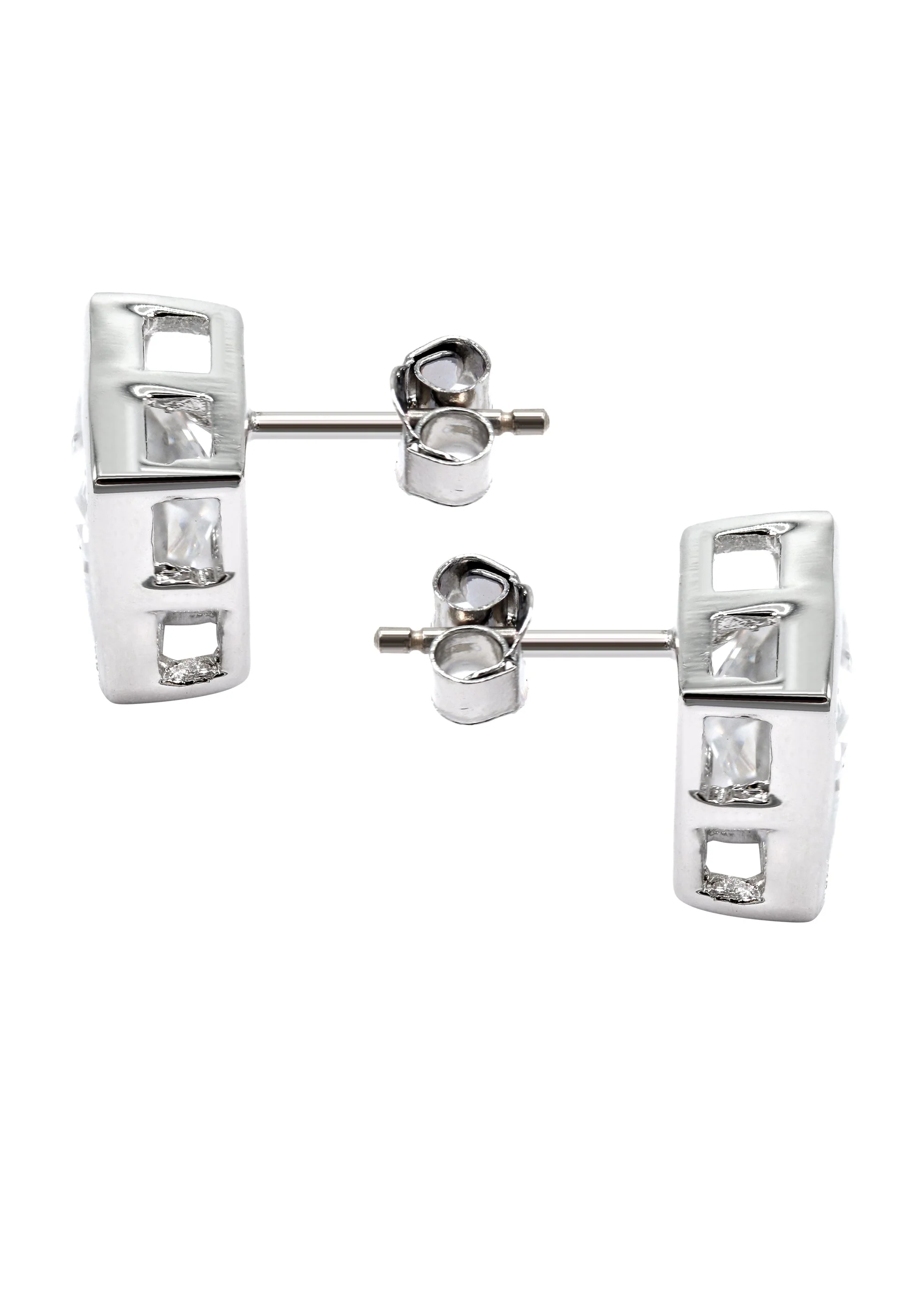 Silver Clear CZ Stud Earrings | Appx. 5.4 Grams - Image 2