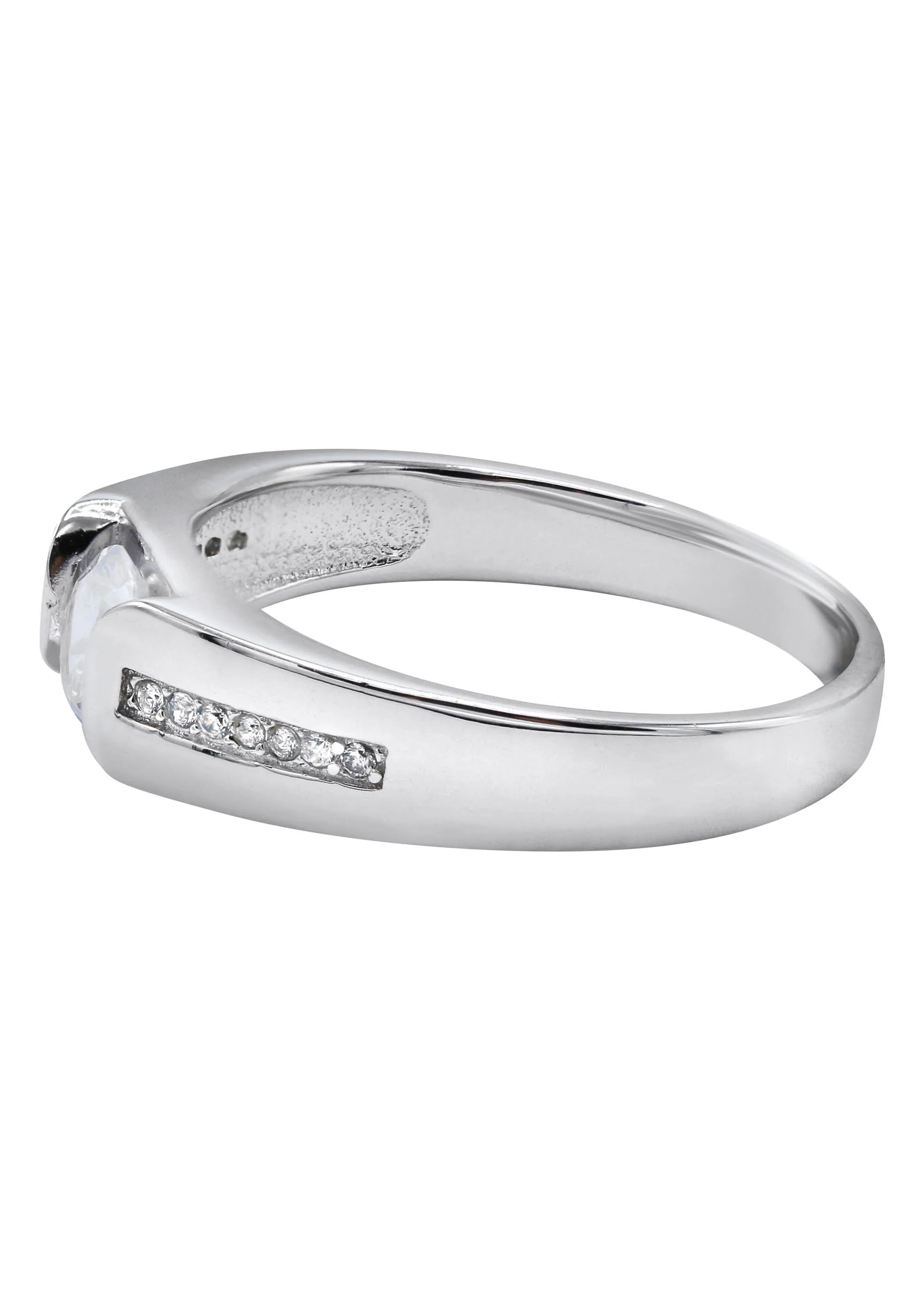 Mens Silver CZ Stud Wedding Band | Appx 5 Grams - Image 2