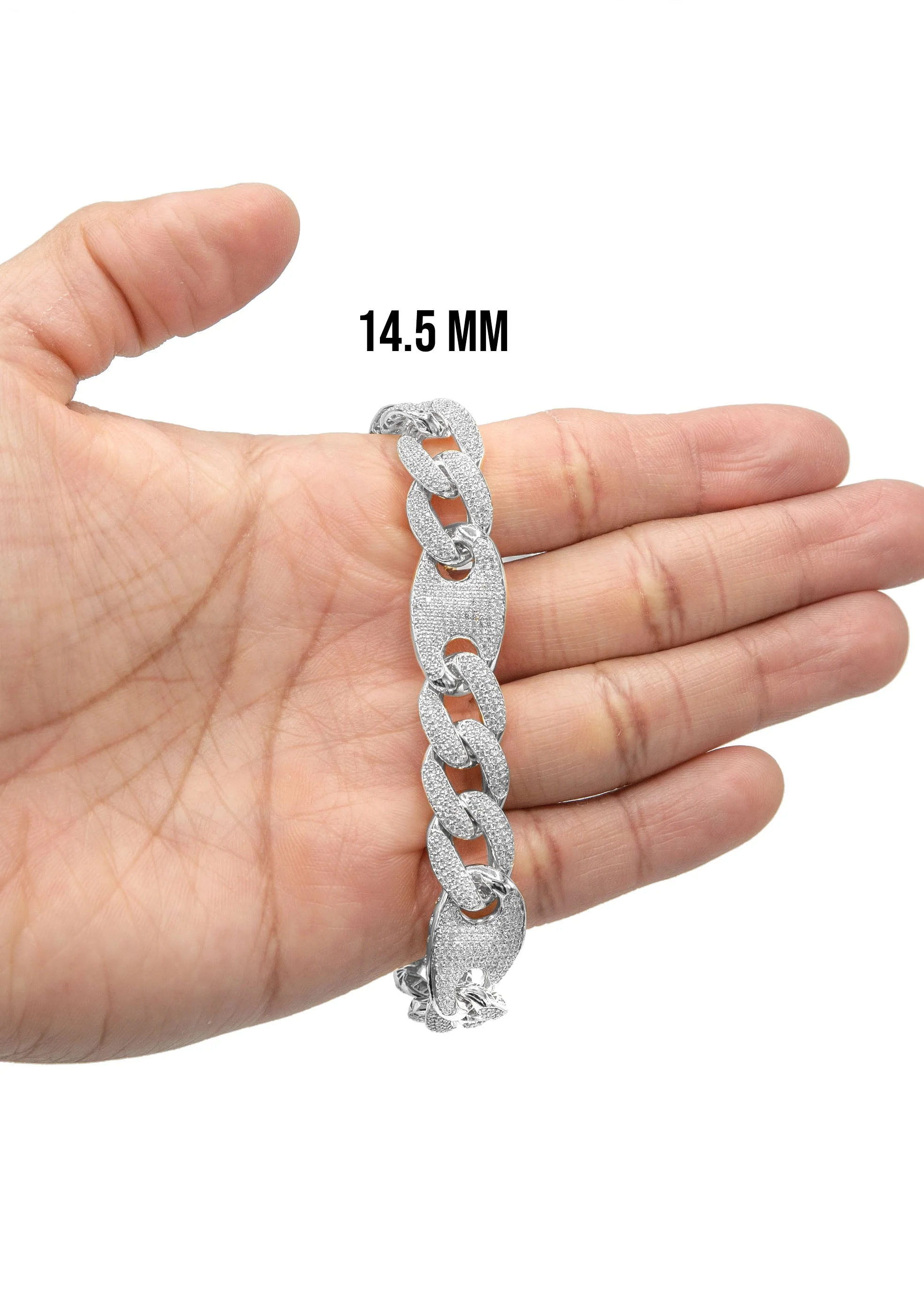 Silver White Ice Figaro Mariner Bracelet - Image 4