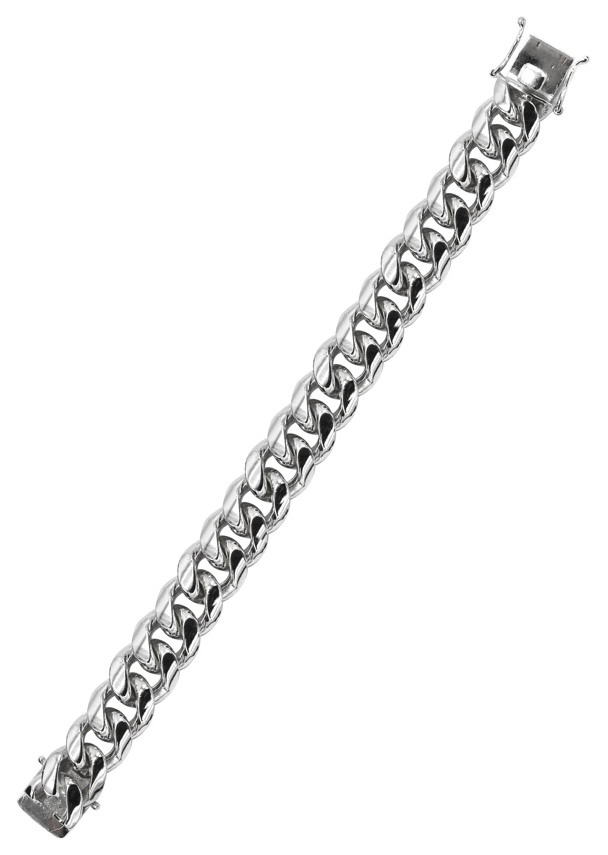 Silver White Miami Cuban Link Bracelet - Image 3