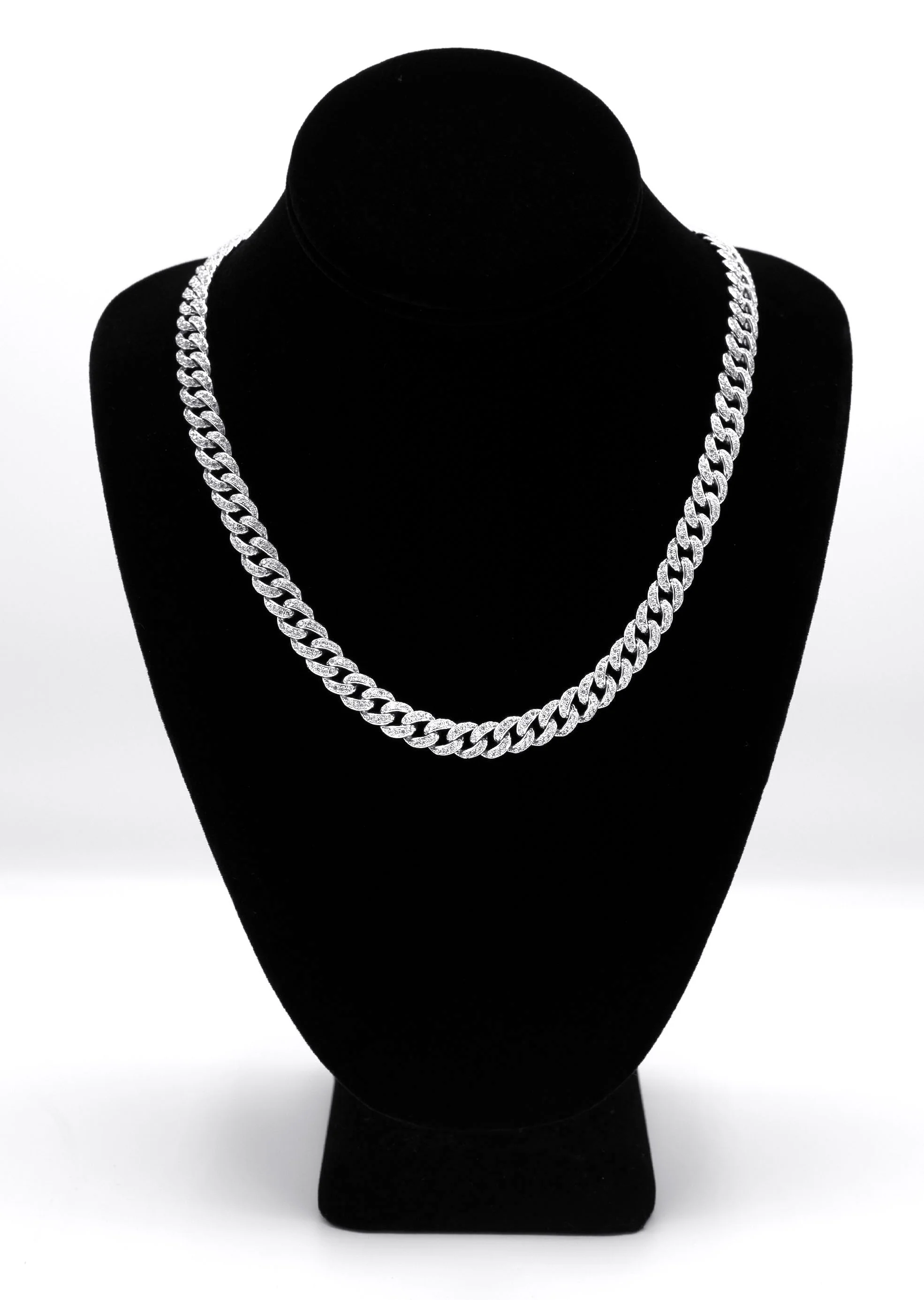 Silver Chain -  Single Row Iced Out Miami Cuban Link Chain - Image 5