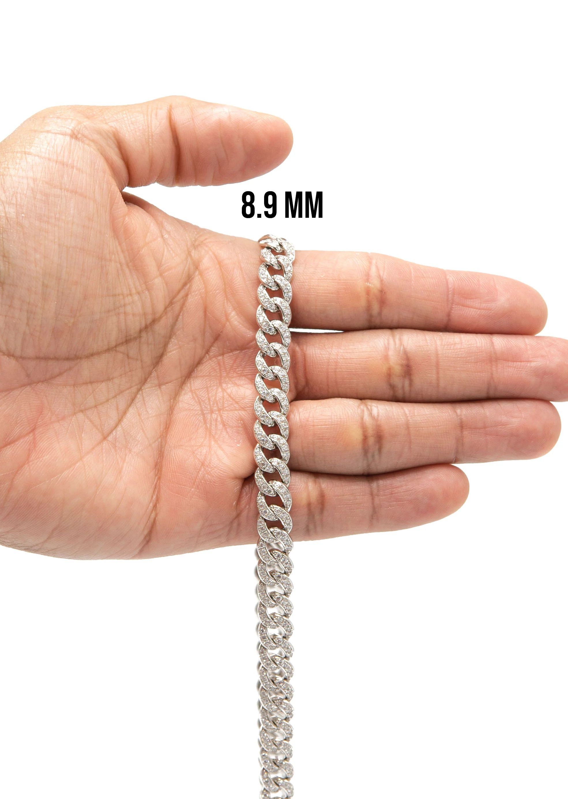 Silver Chain -  Single Row Iced Out Miami Cuban Link Chain - Image 6