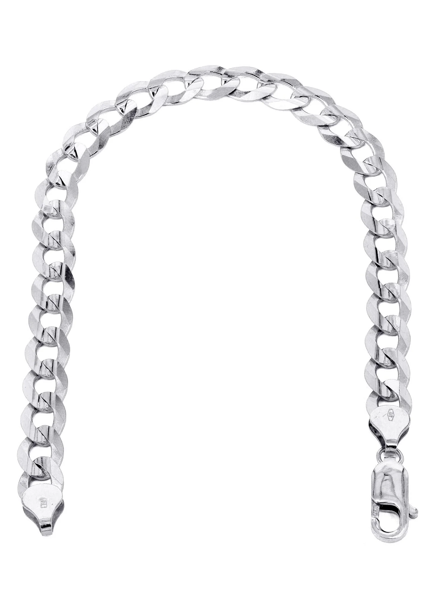 Solid Mens Cuban Curb Link Bracelet 10K White Gold - Image 2