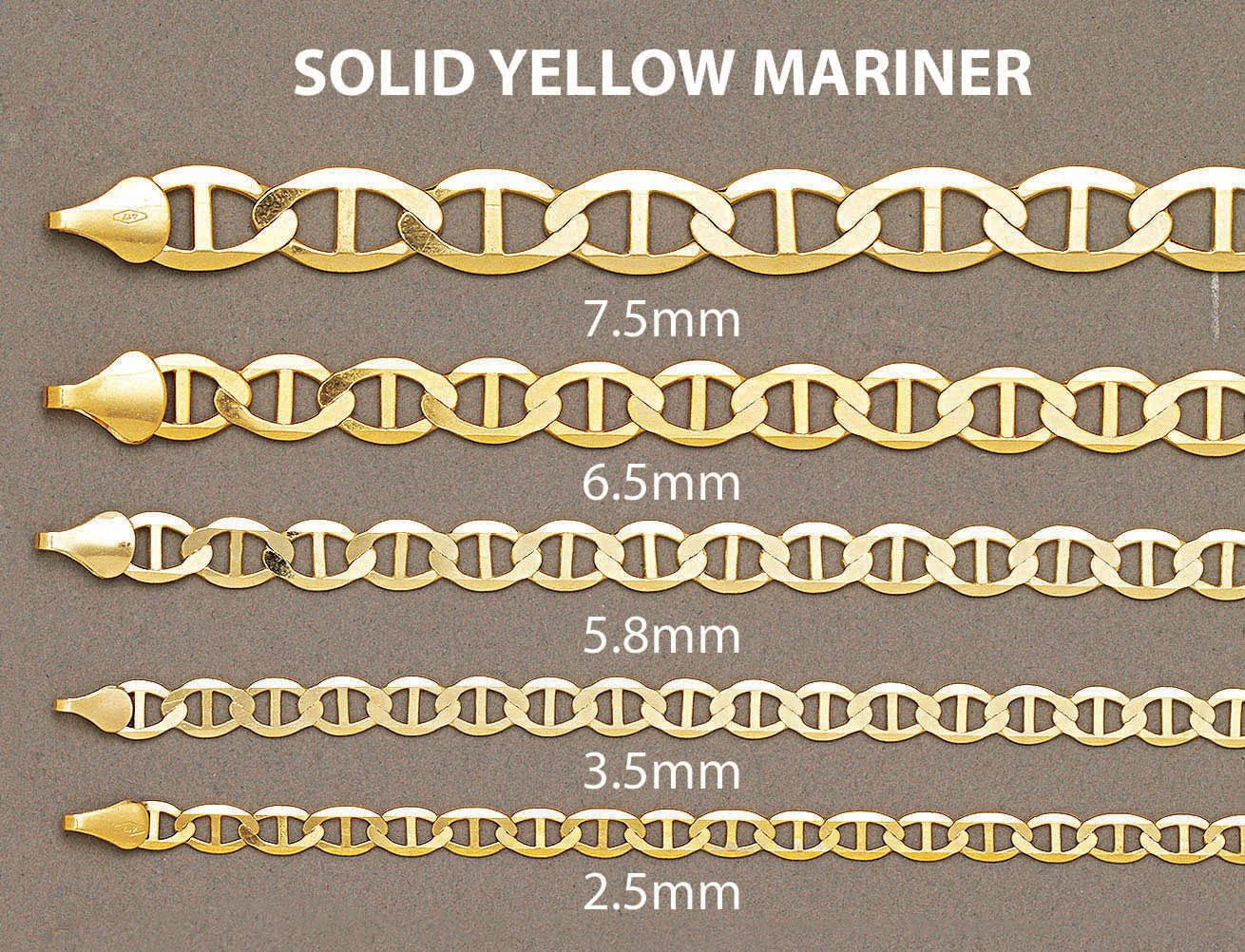 Solid Mens Mariner Bracelet 10K/14K Yellow Gold - Image 4