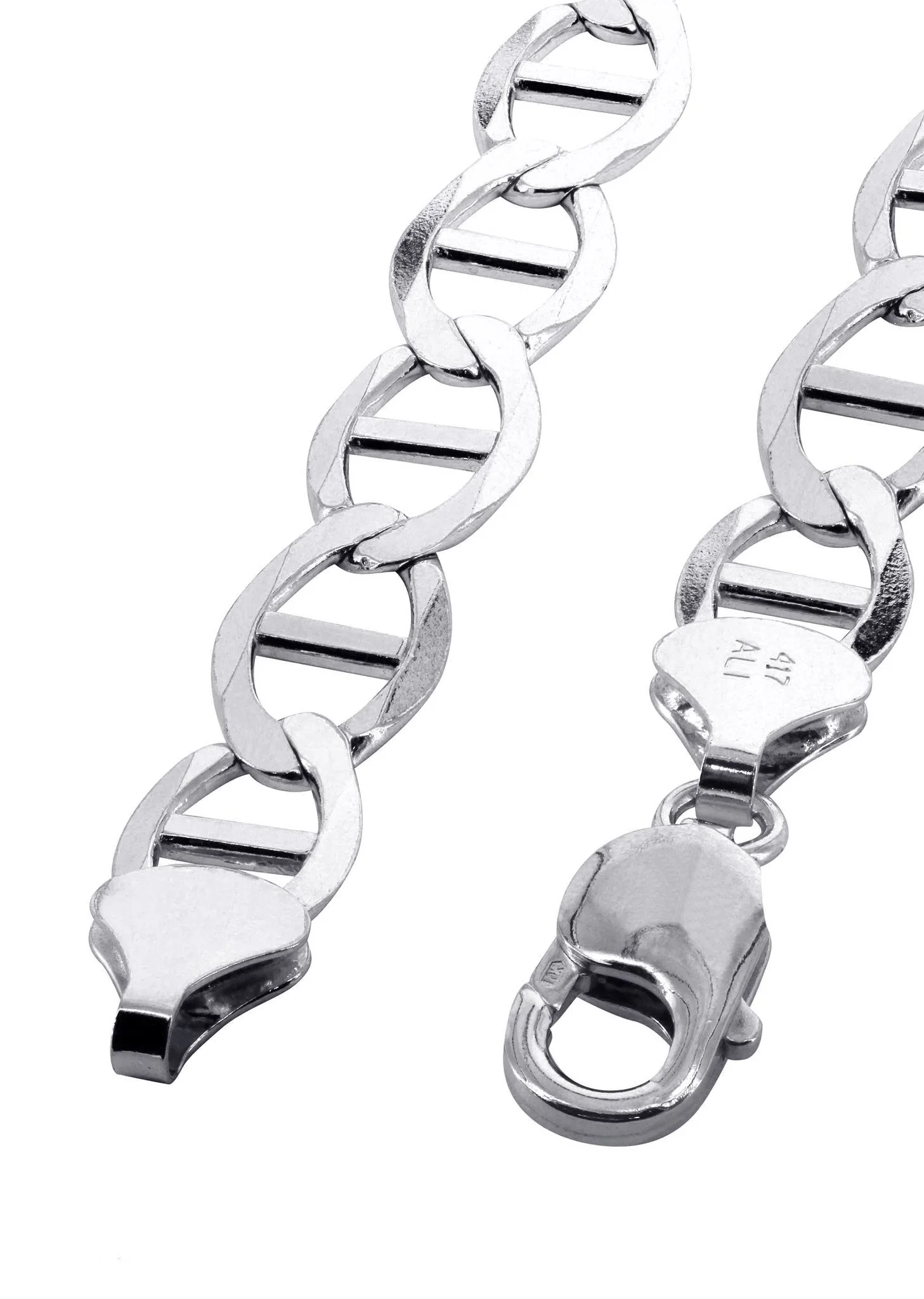 Solid Mens Mariner Bracelet 10K White Gold - Image 2
