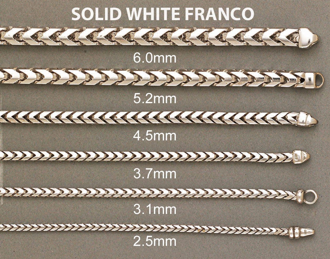 14K White Gold Chain - Solid Franco Chain - Image 5