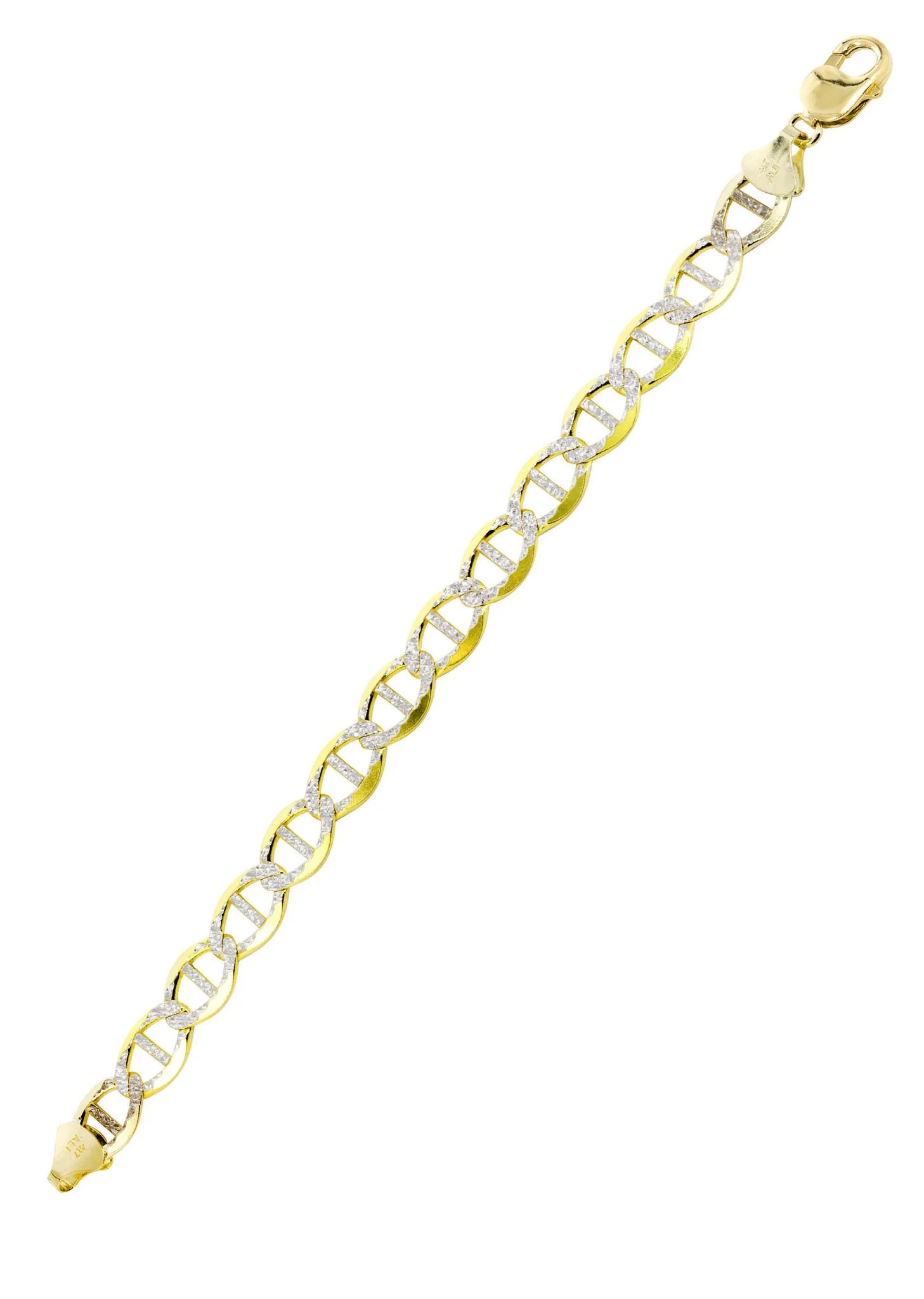 Solid Mens Diamond Cut Mariner Bracelet 10K Yellow Gold - Image 3