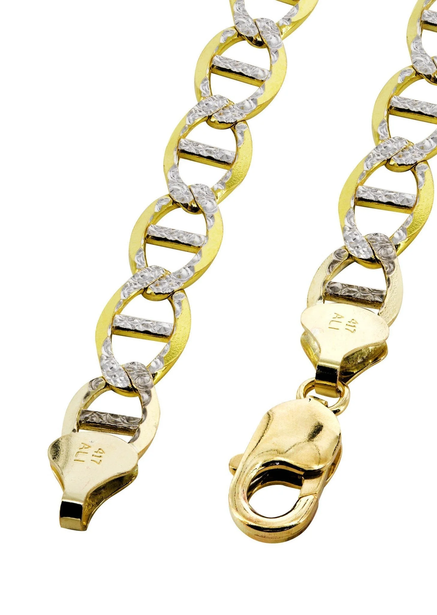 Solid Womens Diamond Cut Mariner Bracelet 10K/14K Yellow Gold - Image 2