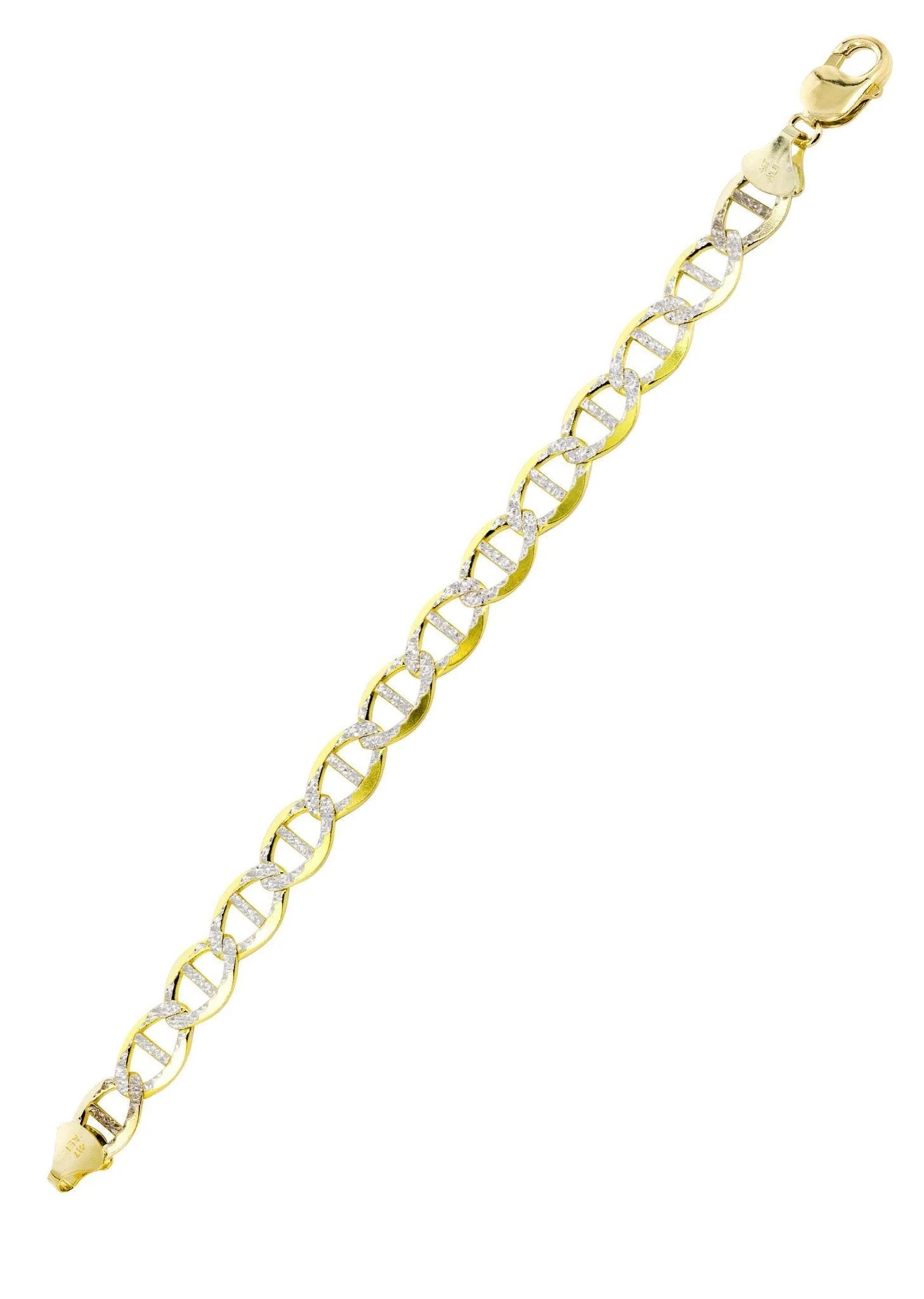 Solid Womens Diamond Cut Mariner Bracelet 10K/14K Yellow Gold - Image 3