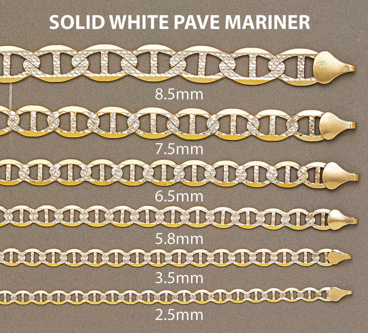 Solid Womens Diamond Cut Mariner Bracelet 10K/14K Yellow Gold - Image 4