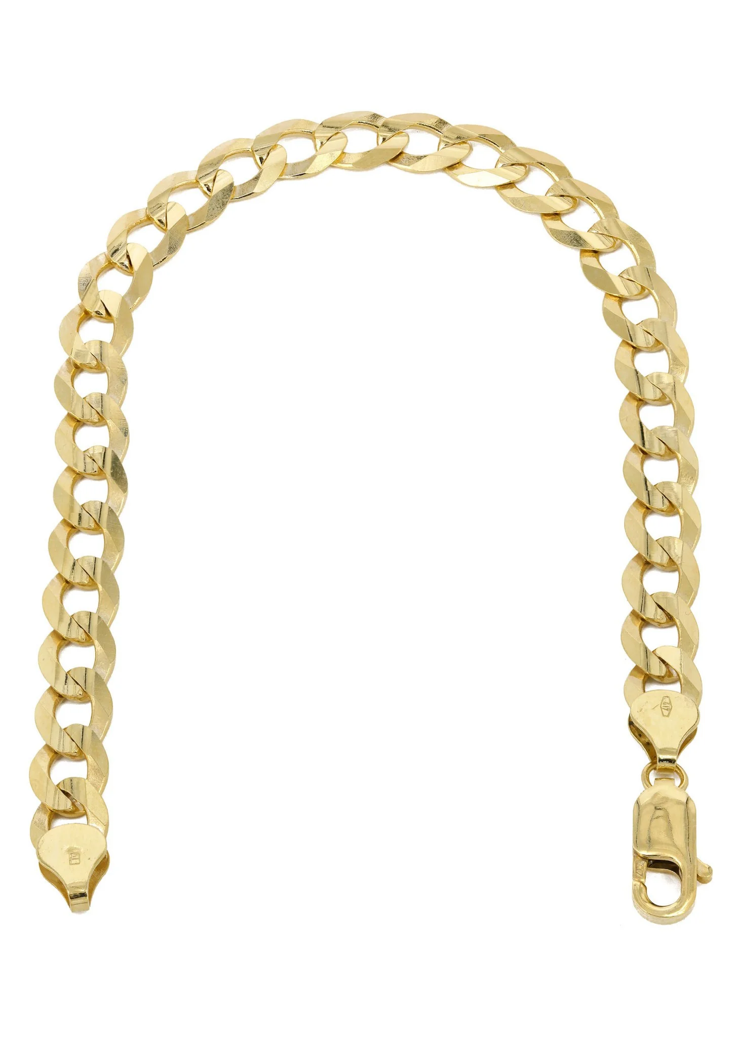 Solid Mens Cuban Curb Link Bracelet 10K Yellow Gold - Image 2