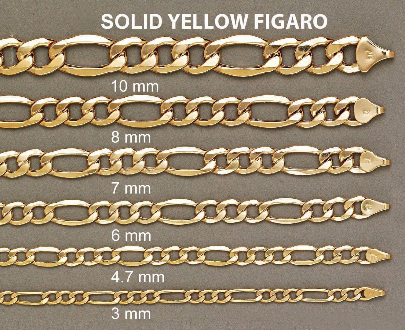 Solid Figaro Chain 14K Gold - Image 5
