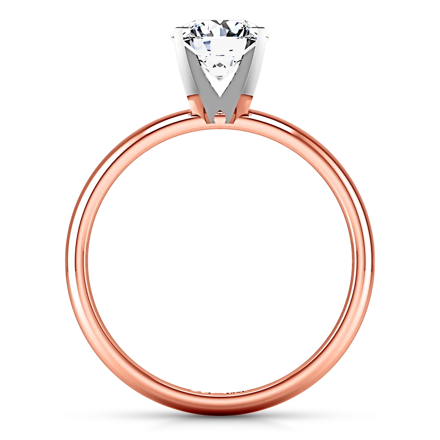Solitaire Diamond Engagement Ring Comfort Fit Round Diamond 14K Rose Gold - Image 2