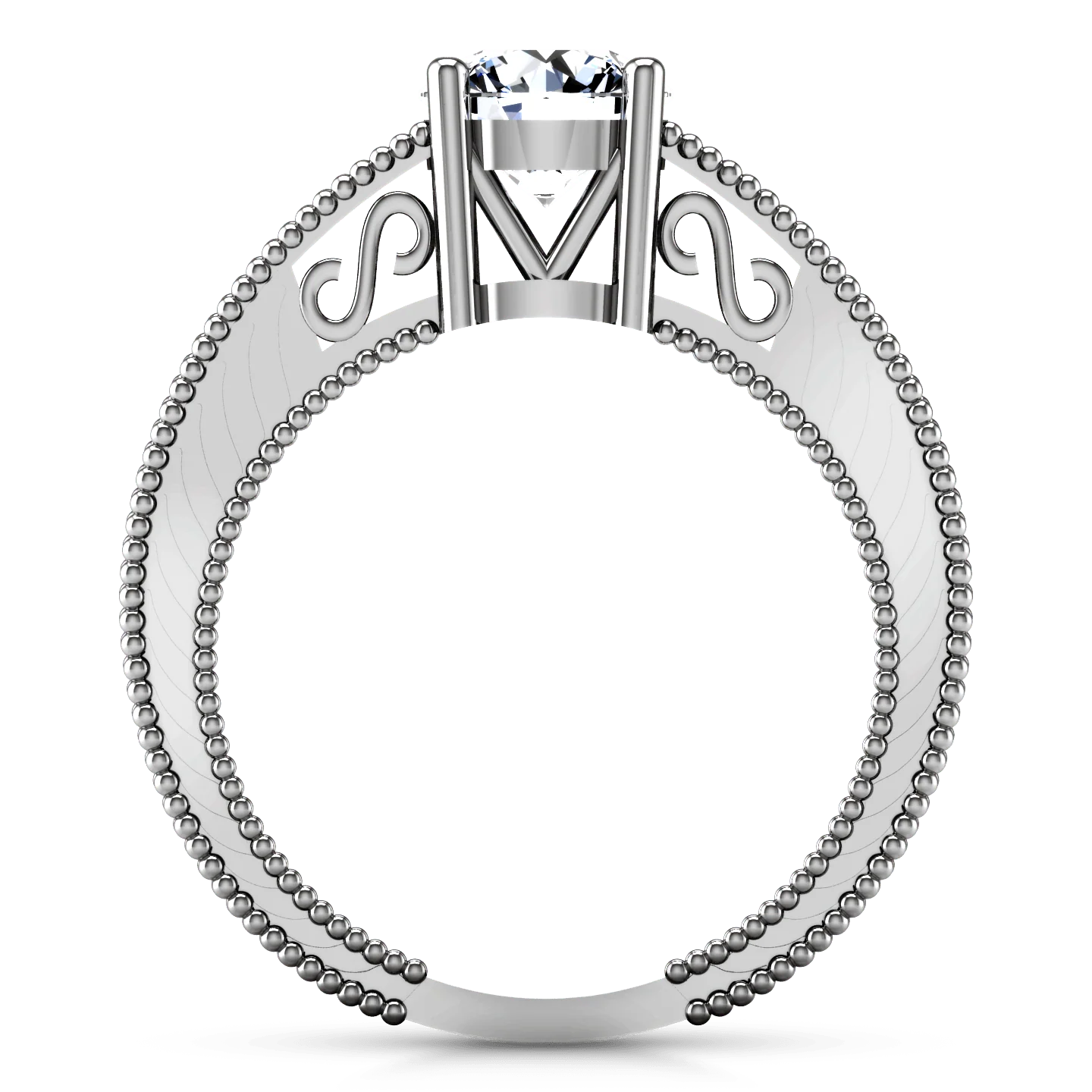 Round Diamond Solitaire Engagement Ring Kensington 14K White Gold - Image 3