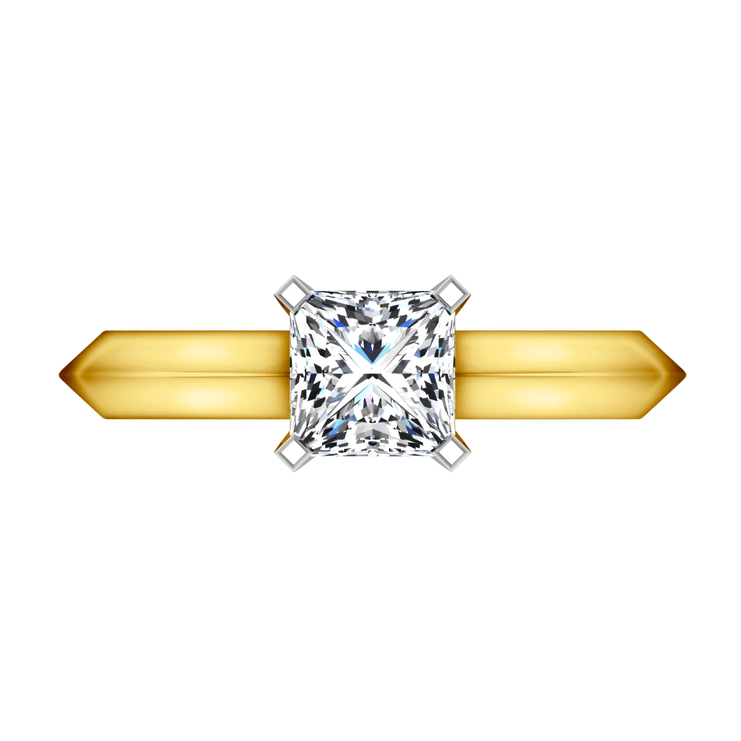 Solitaire Diamond Engagement Ring Knife Edge Princess Cut Diamond 14K Yellow Gold - Image 4