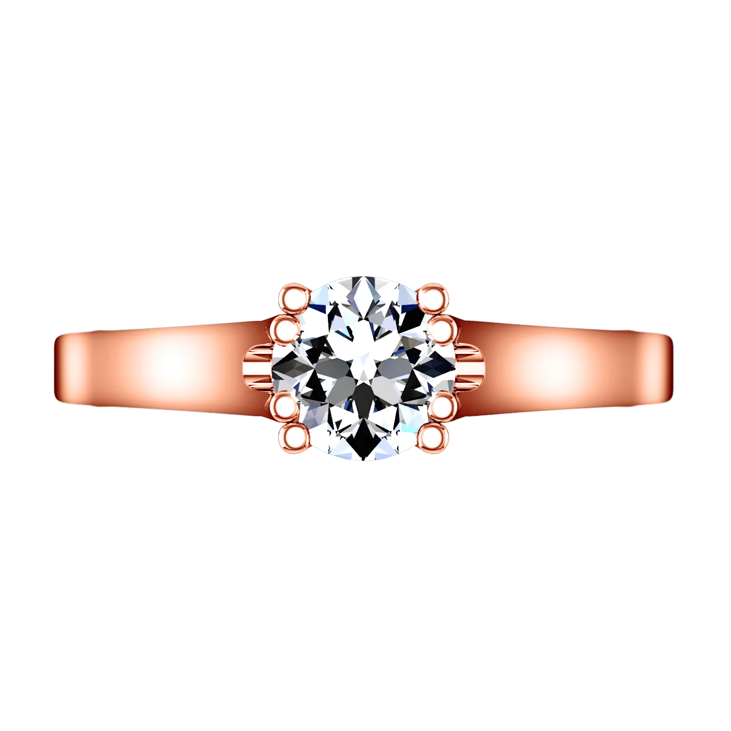 Solitaire Diamond Engagement Ring Royale Lattice 14K Rose Gold - Image 3