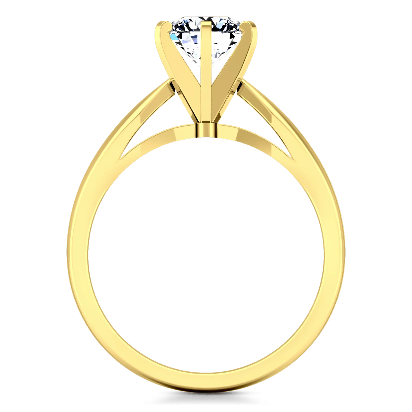 Solitaire Diamond Engagement Ring Wide Tappered 14K Yellow Gold - Image 3