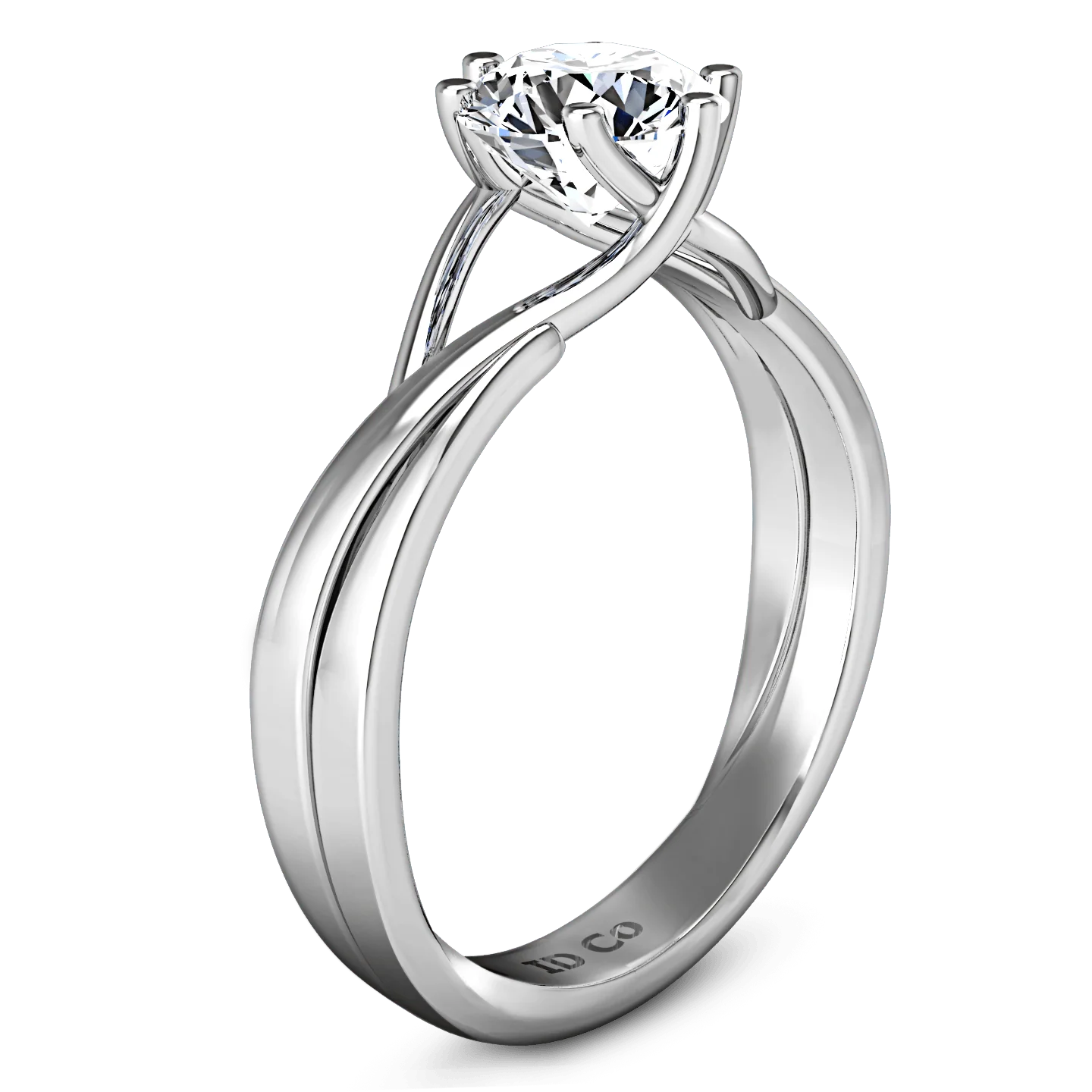 Round Diamond Solitaire Engagement Ring Wisteria 14K White Gold - Image 2