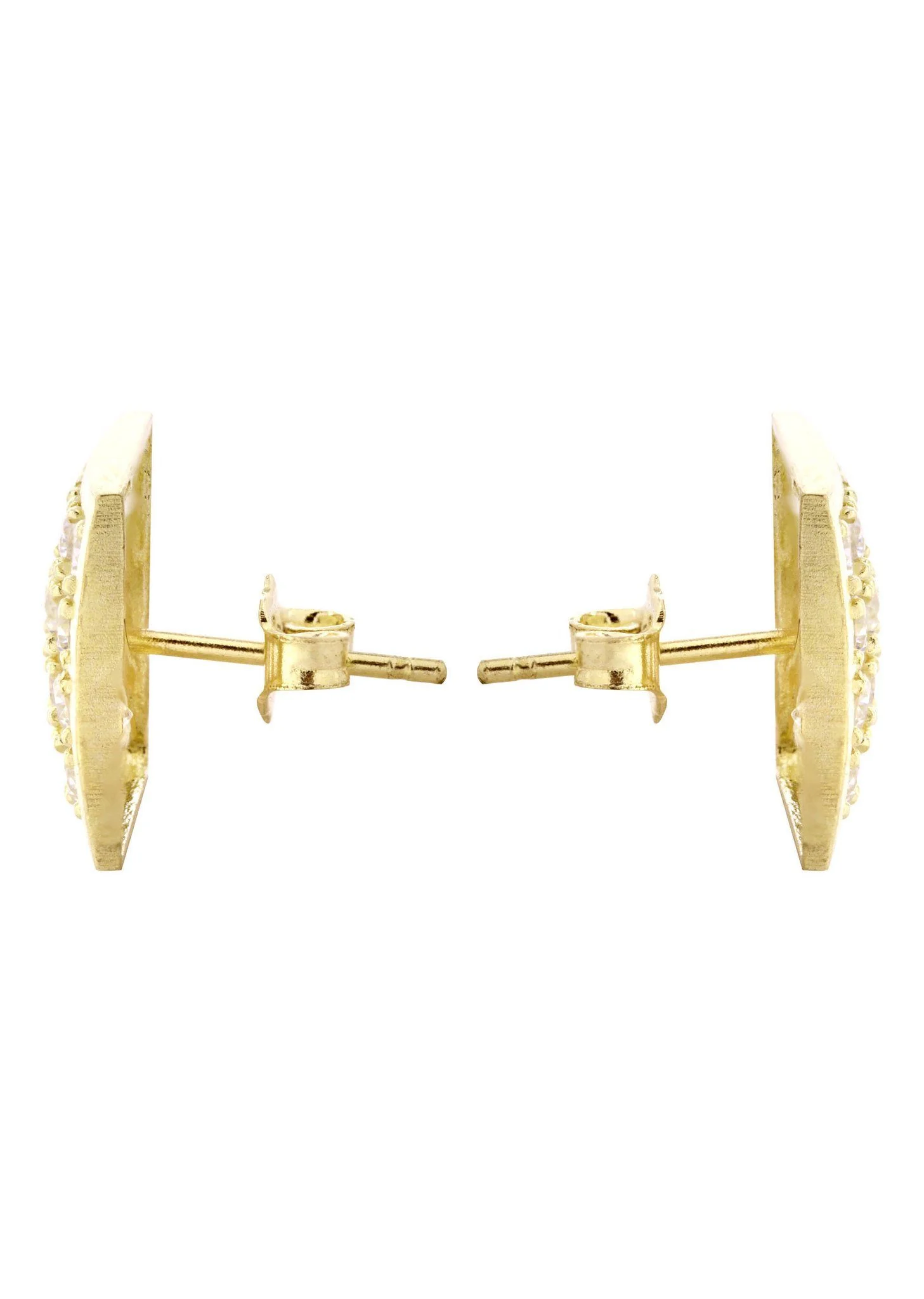 10K Square Gold Earrings For Men | Appx 3/8 Inches Wide - Image 3