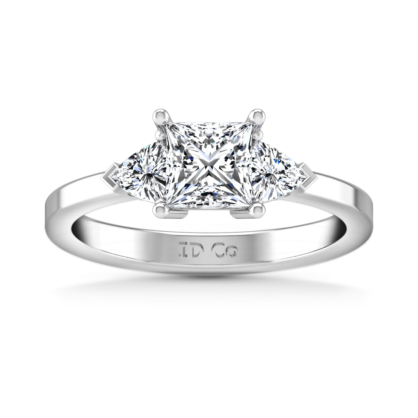 Three Stone Princess Cut Diamond Engagement Ring Simone 14K White Gold