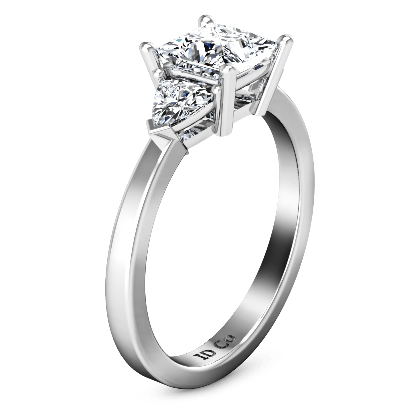 Three Stone Princess Cut Diamond Engagement Ring Simone 14K White Gold - Image 2