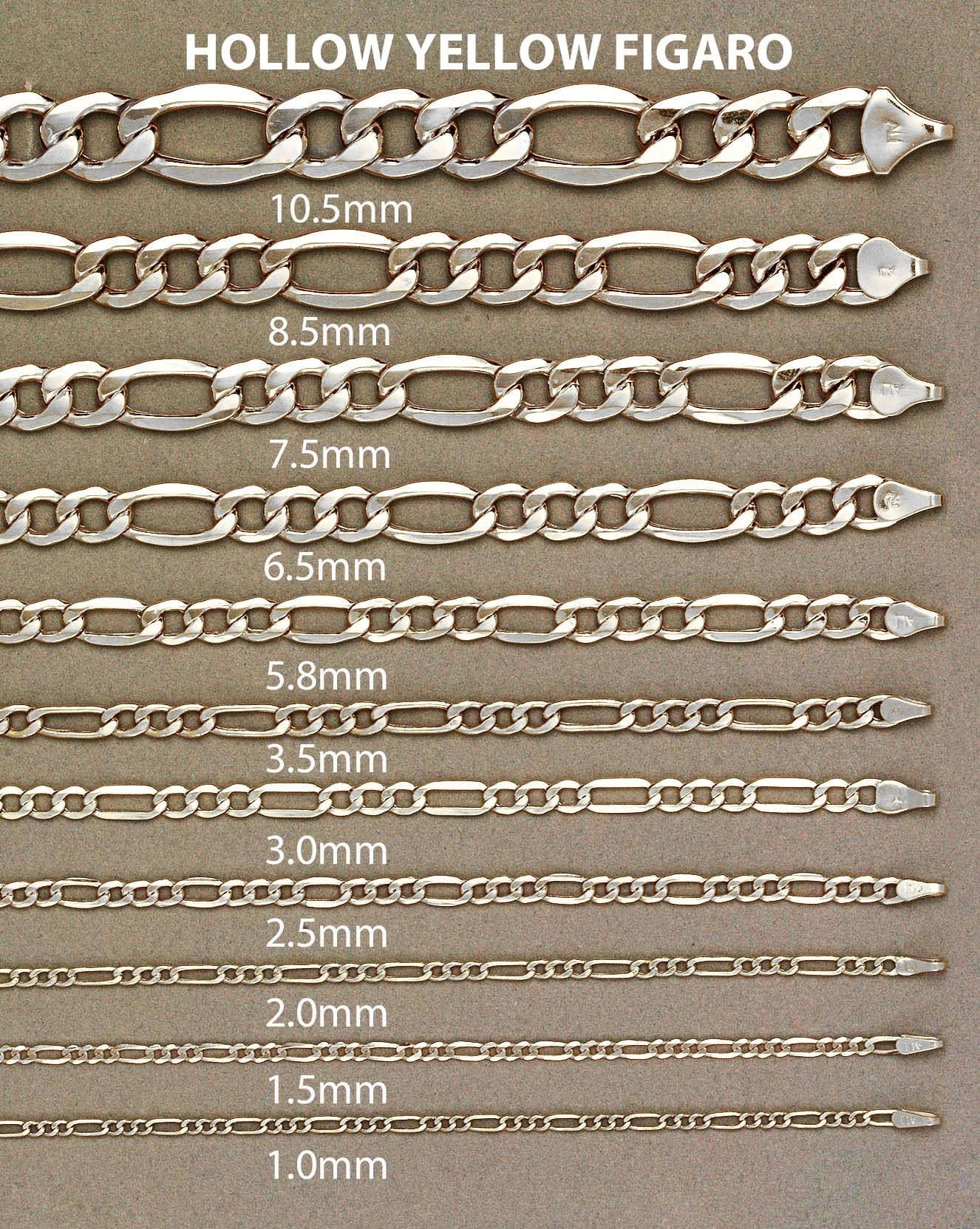White Gold Chain - Mens Semi Solid  Figaro Chain 10K/14K Gold - Image 5