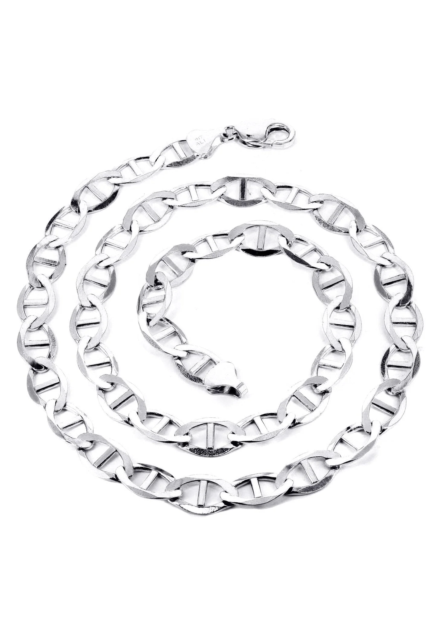 White Gold Chain - Mens Solid Mariner Chain 10K/14K Gold - Image 4