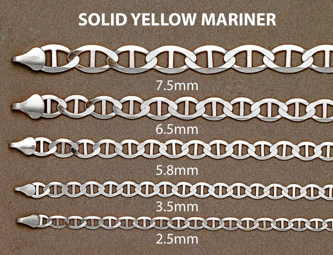 White Gold Chain - Mens Solid Mariner Chain 10K/14K Gold - Image 5