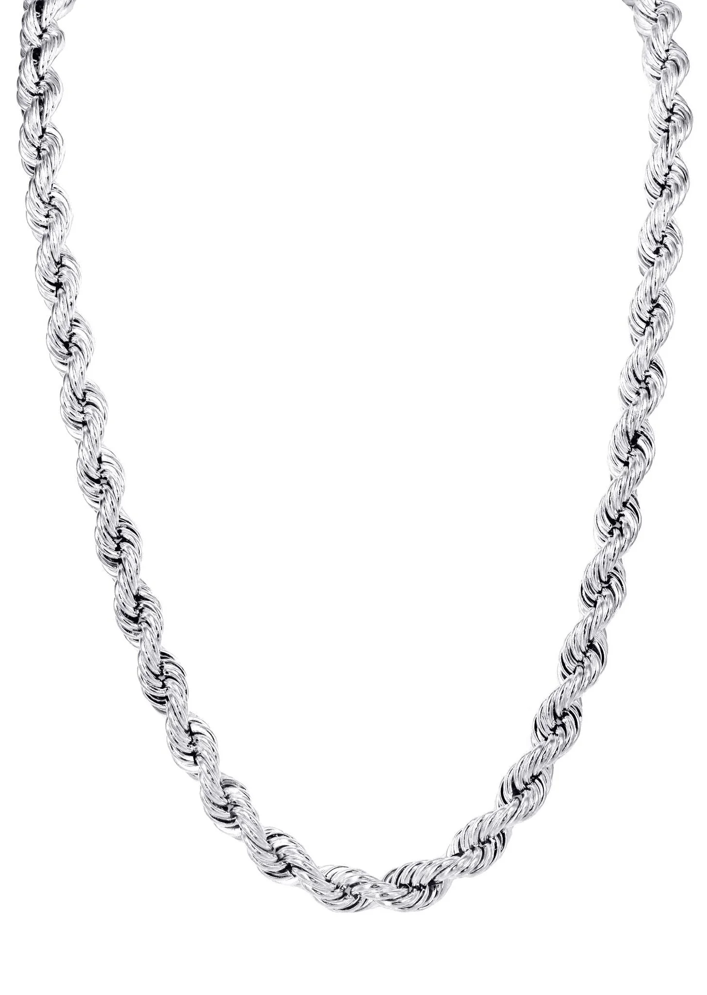 White Gold Chain - Womens Semi Solid  Rope Chain 10K/14K Gold - Image 2