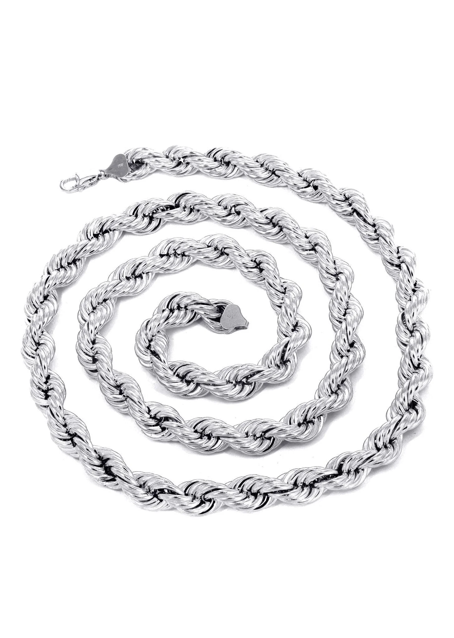 White Gold Chain - Womens Semi Solid  Rope Chain 10K/14K Gold - Image 3
