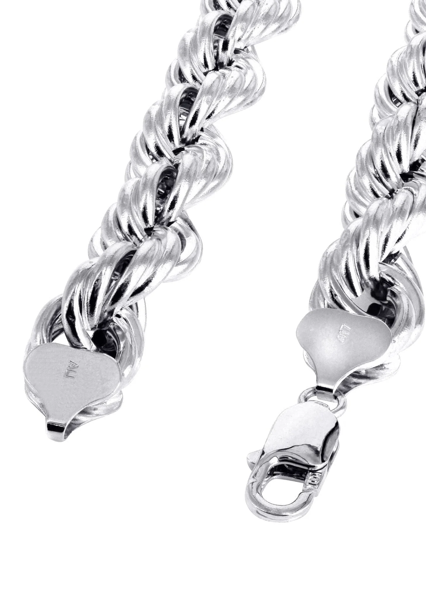 White Gold Chain - Womens Semi Solid  Rope Chain 10K/14K Gold - Image 4