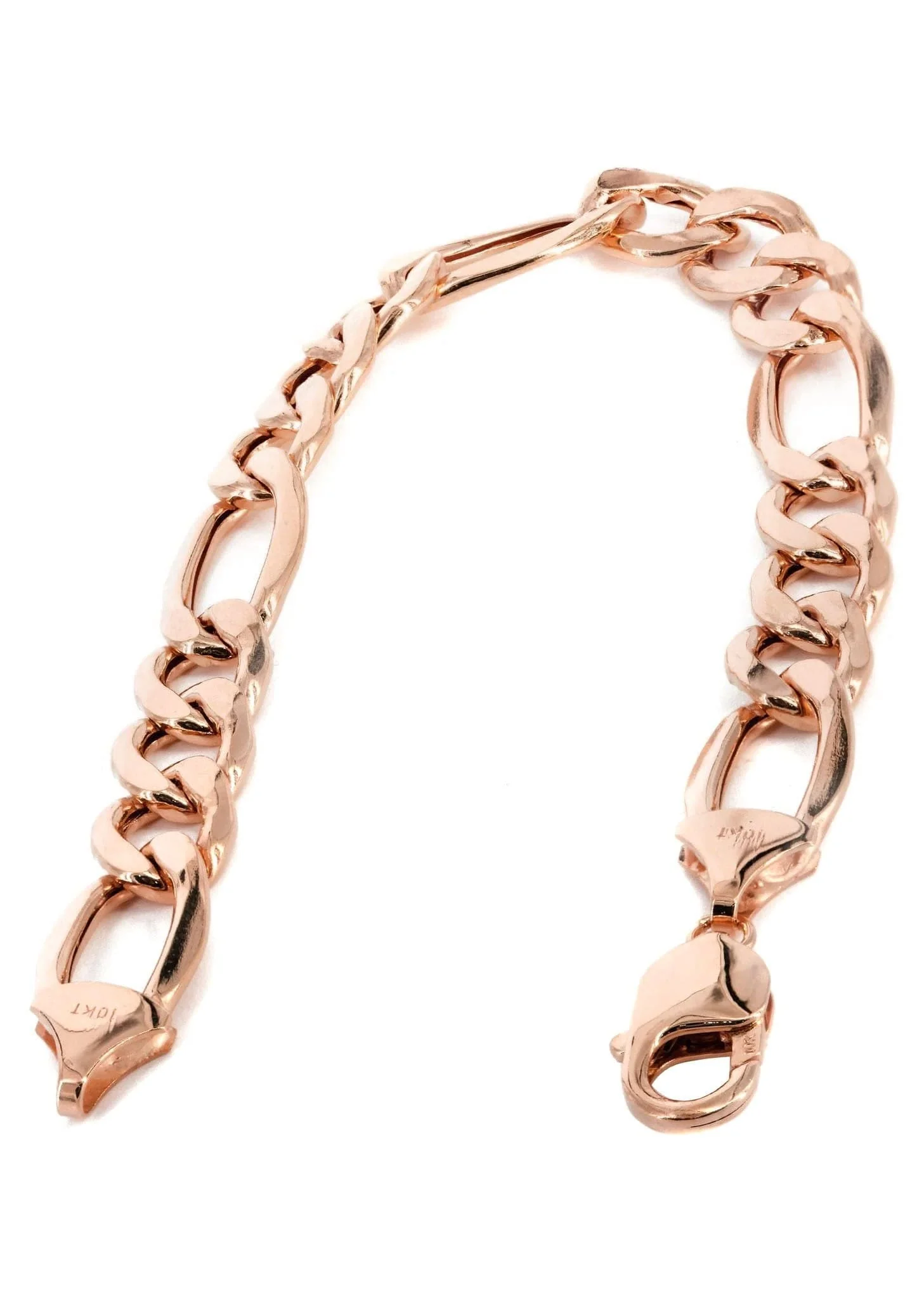 14K Rose Gold Bracelet Semi Solid  Figaro For Women - Image 2