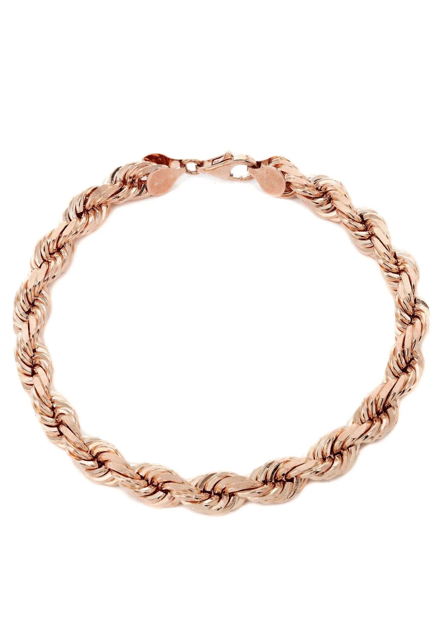 14K Rose Gold Bracelet Solid Rope For Women