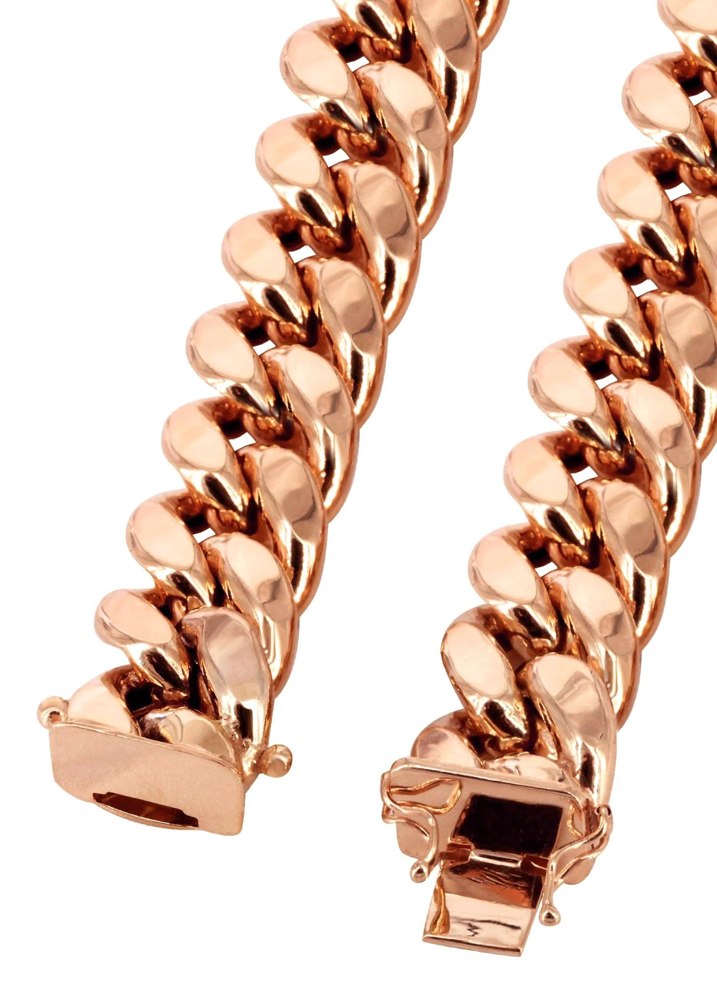 Womens 14K Rose Gold Chain - Semi Solid Rose Miami Cuban Link Chain - Image 4
