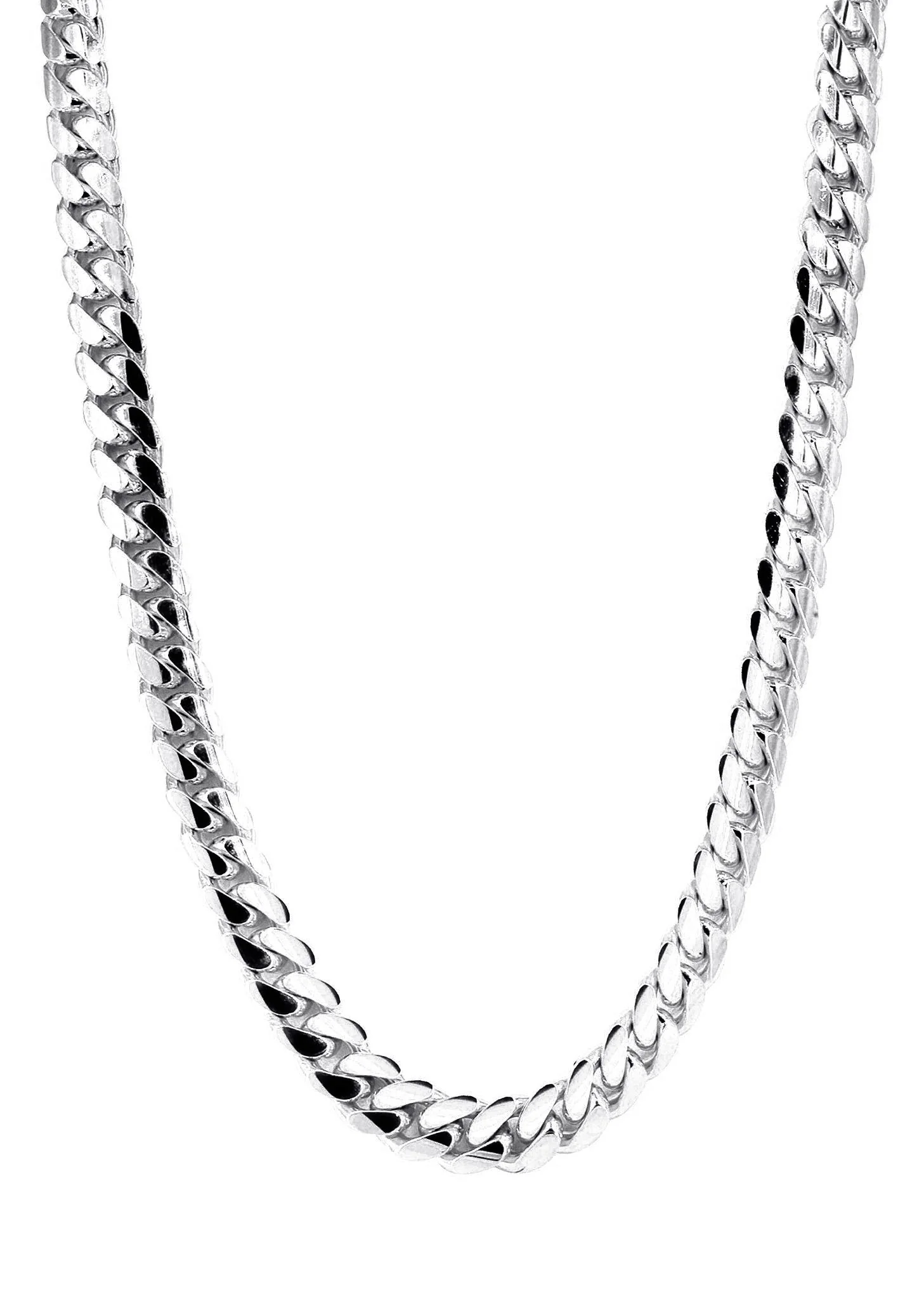 Womens 14K White Gold Chain - Solid Miami Cuban Link Chain 14K Gold - Image 3