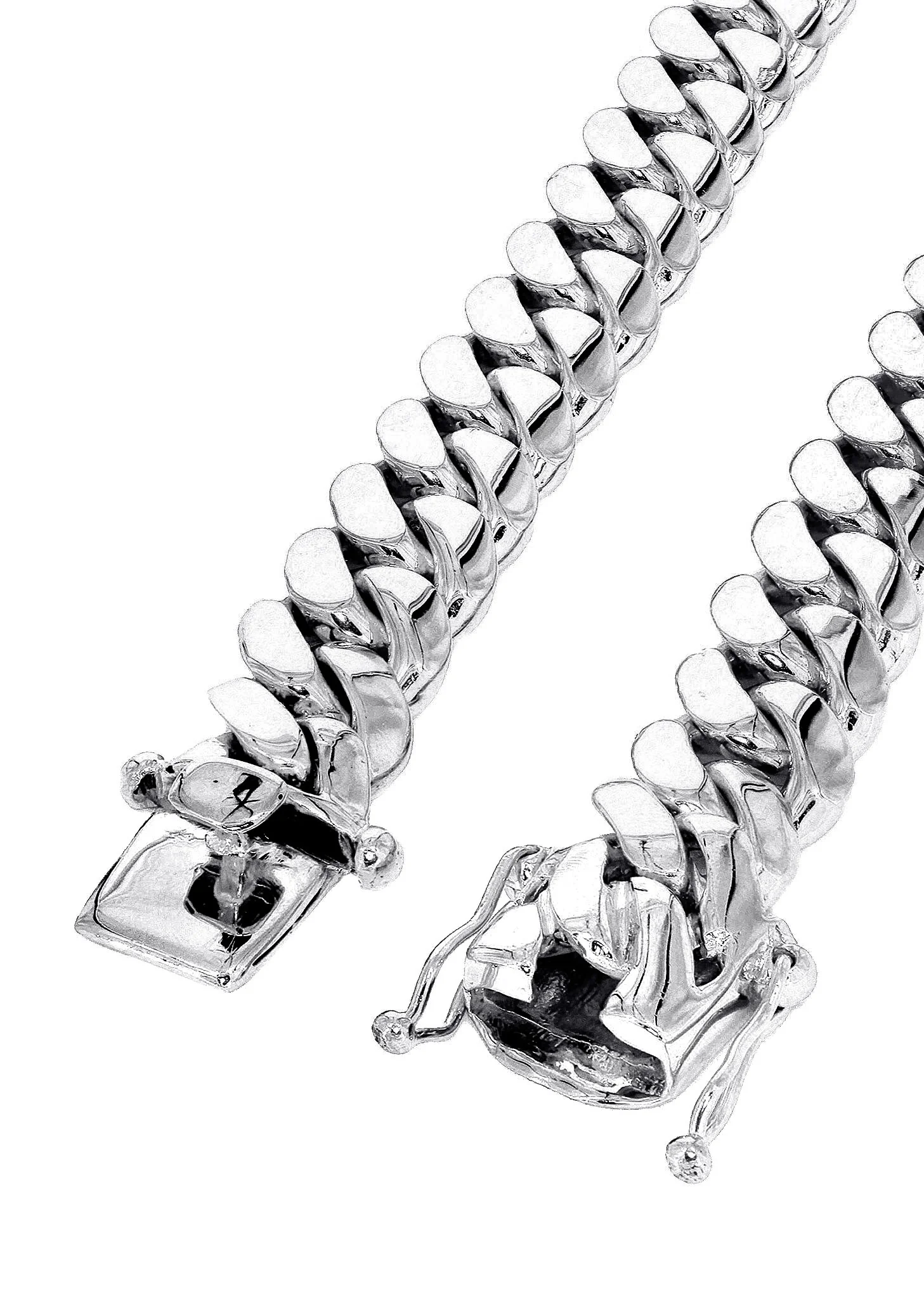 Womens 14K White Gold Chain - Solid Miami Cuban Link Chain 14K Gold - Image 4