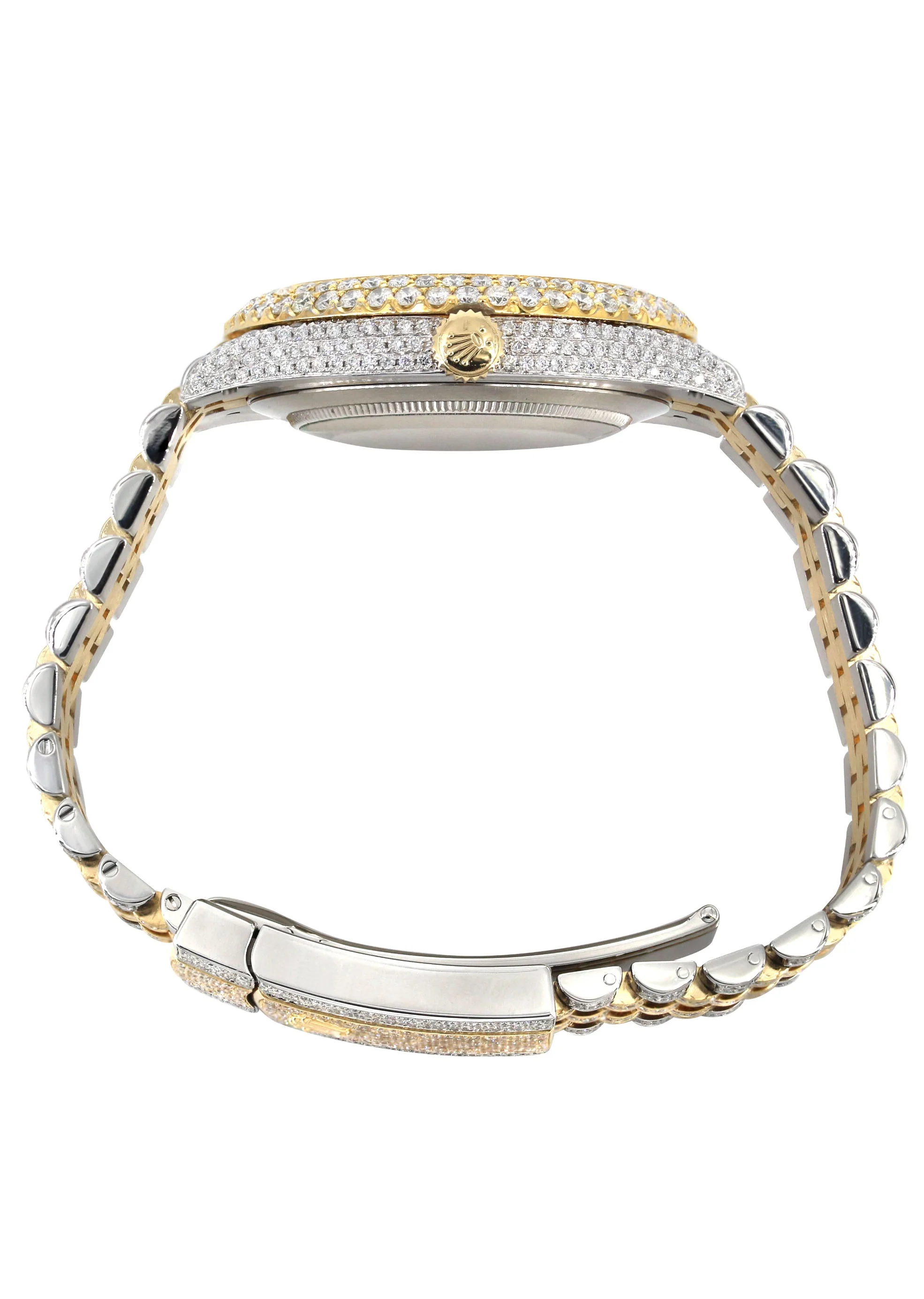 Womens Diamond Iced Out Rolex Datejust 41 | 25 Carats Of Diamonds | Abalone Mother of Pearl Dial | Two Tone | Two Row | Jubilee Band - Image 4