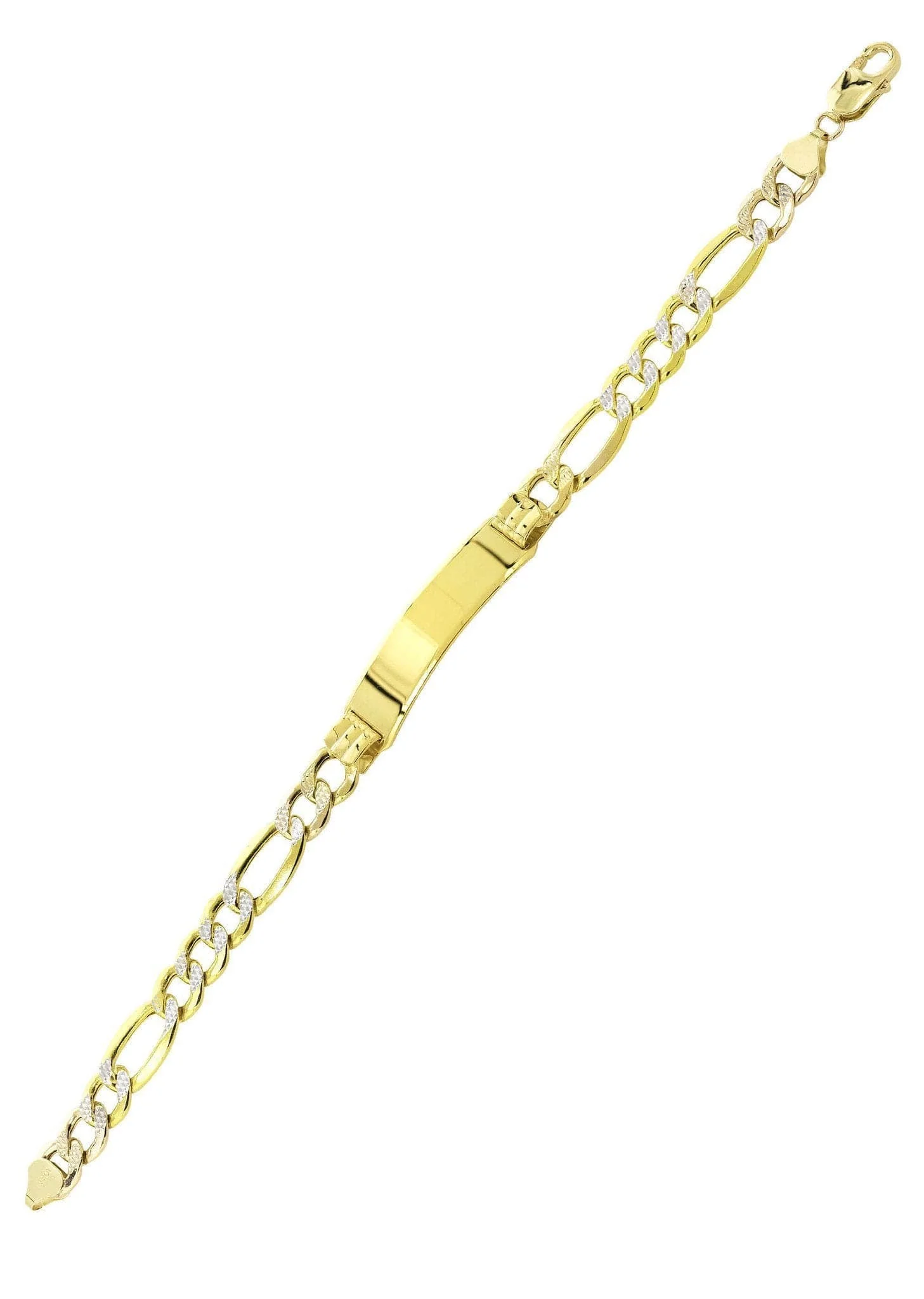 Semi Solid  Id Pave Figaro Bracelet 10K Yellow Gold Women - Image 3