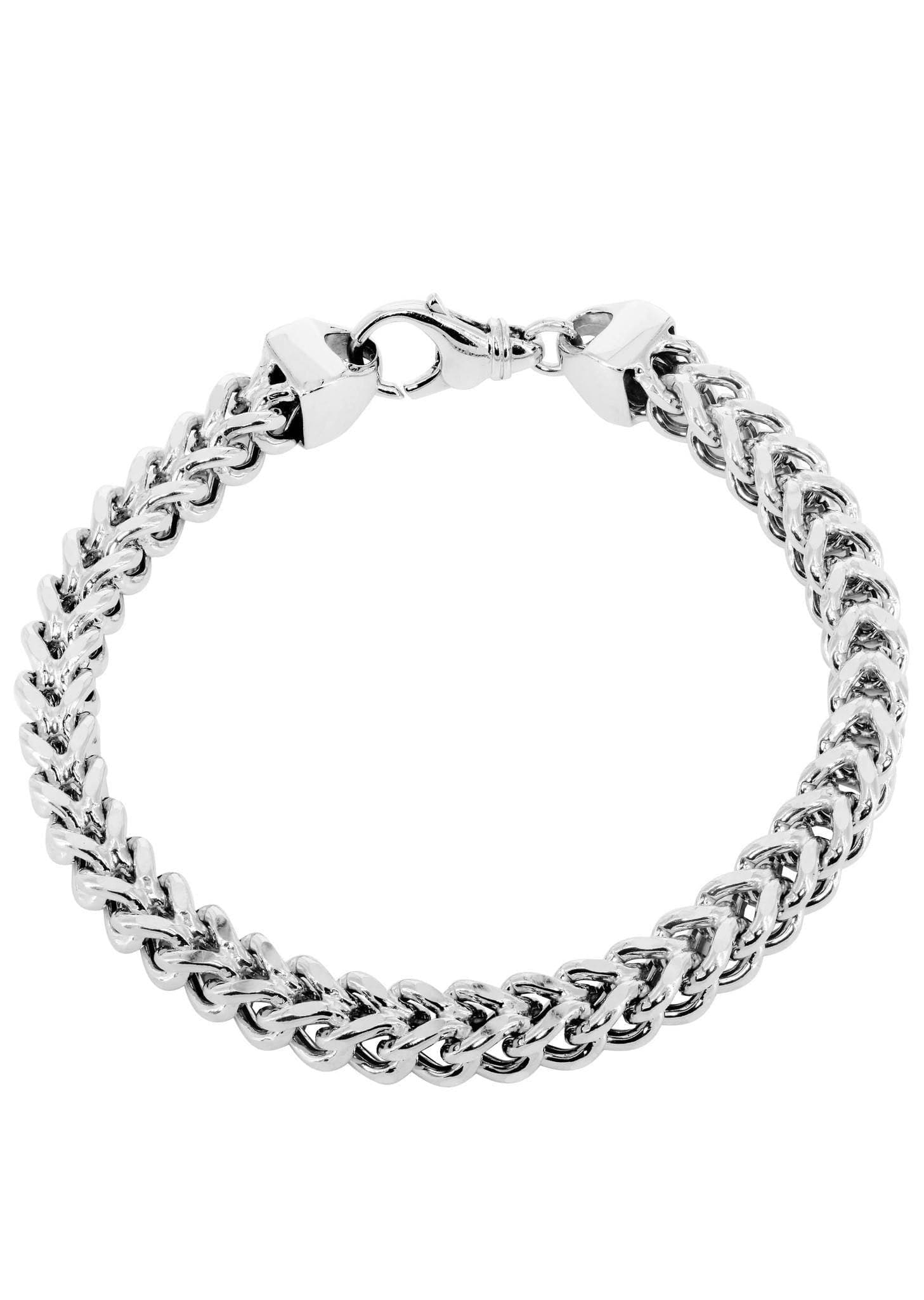 Semi Solid Womens Franco Bracelet 10K White Gold
