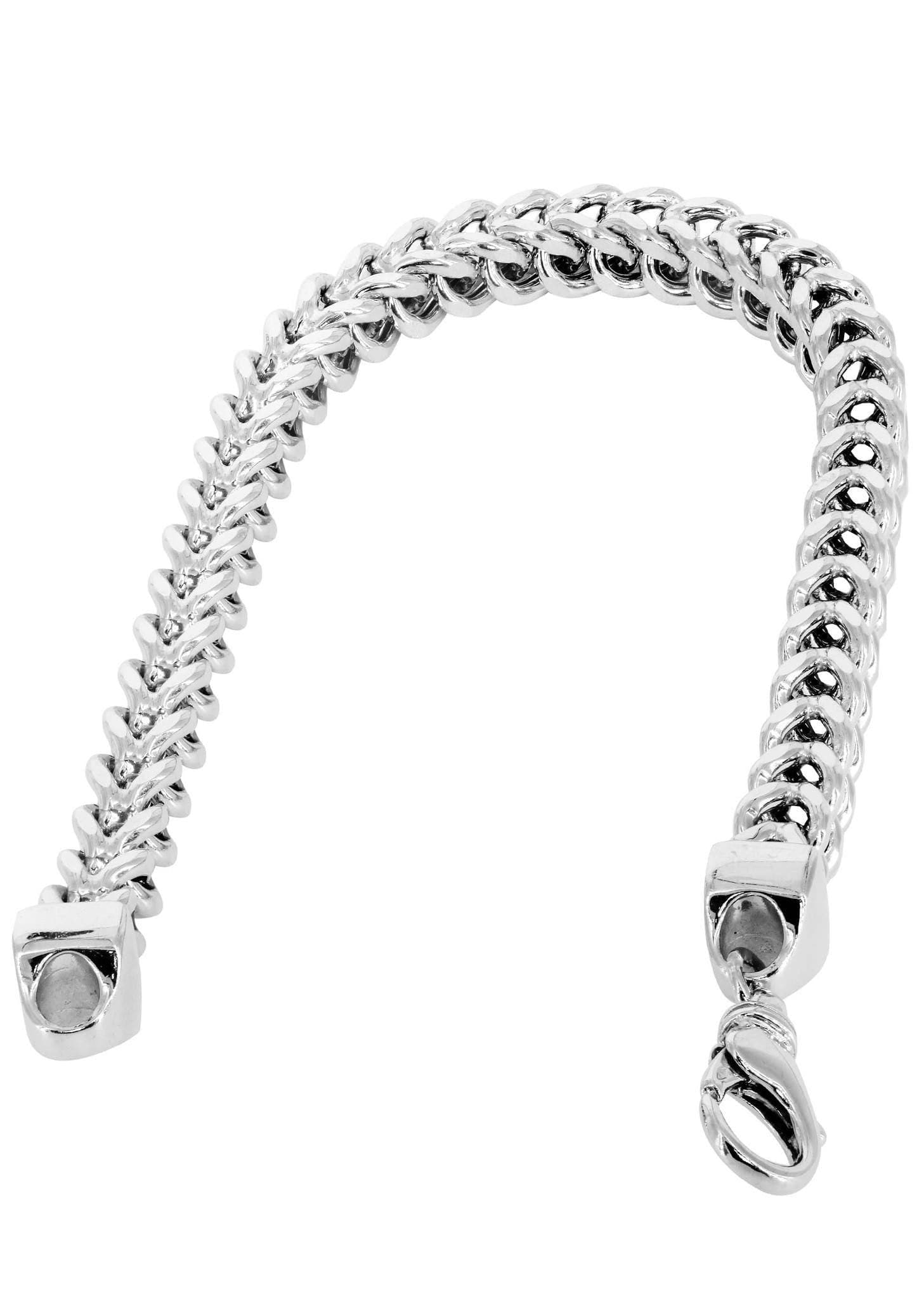 Semi Solid Womens Franco Bracelet 10K White Gold - Image 2