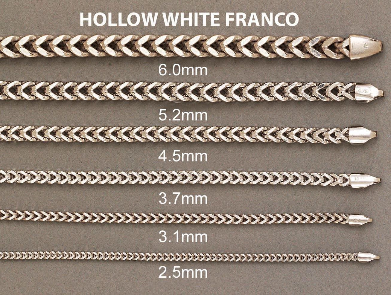 Gold Chain - Womens Semi Solid  Franco Chain 10K White Gold - Image 5