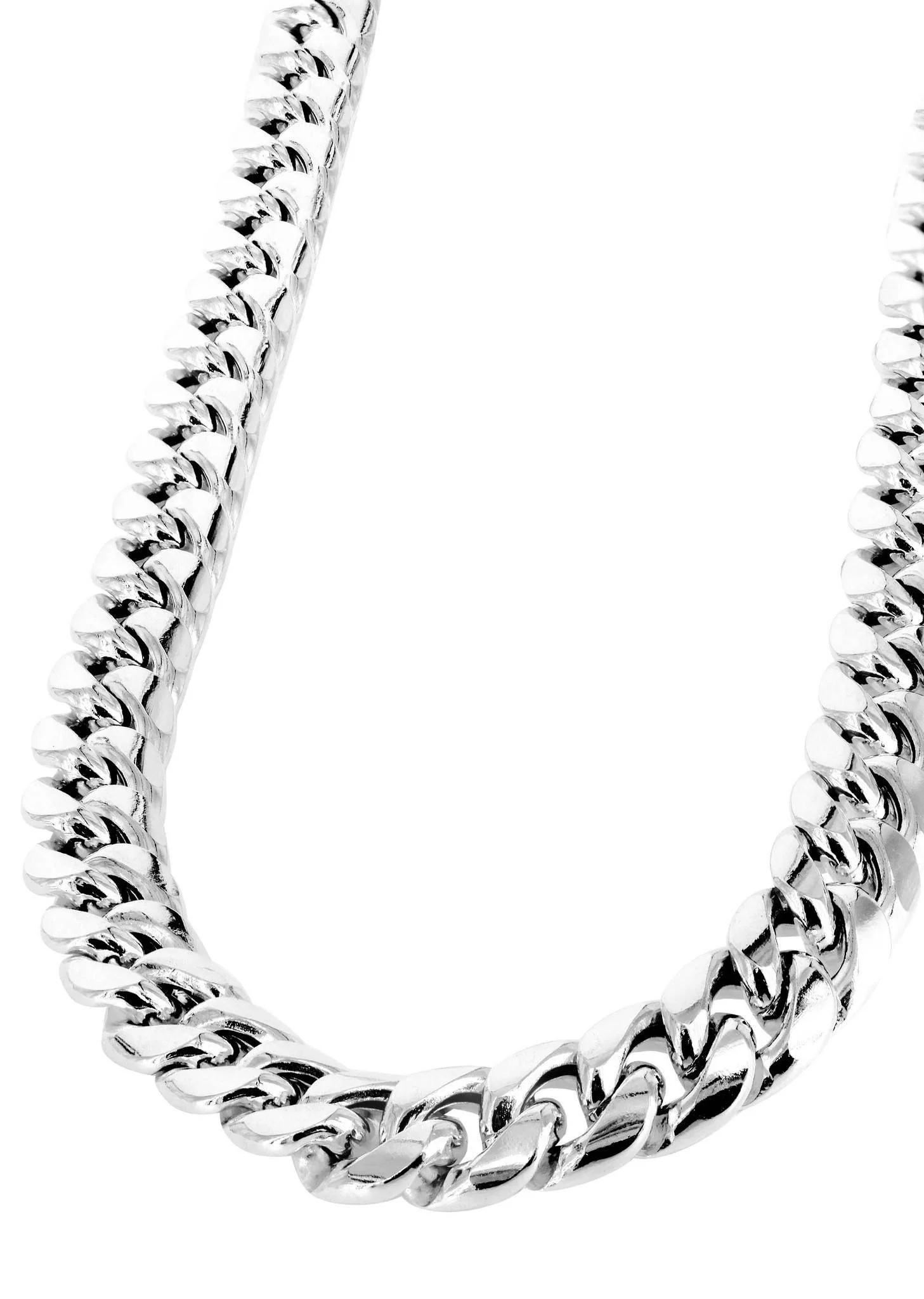 Womens 14K White Gold Chain - Semi Solid  Miami Cuban Link Chain
