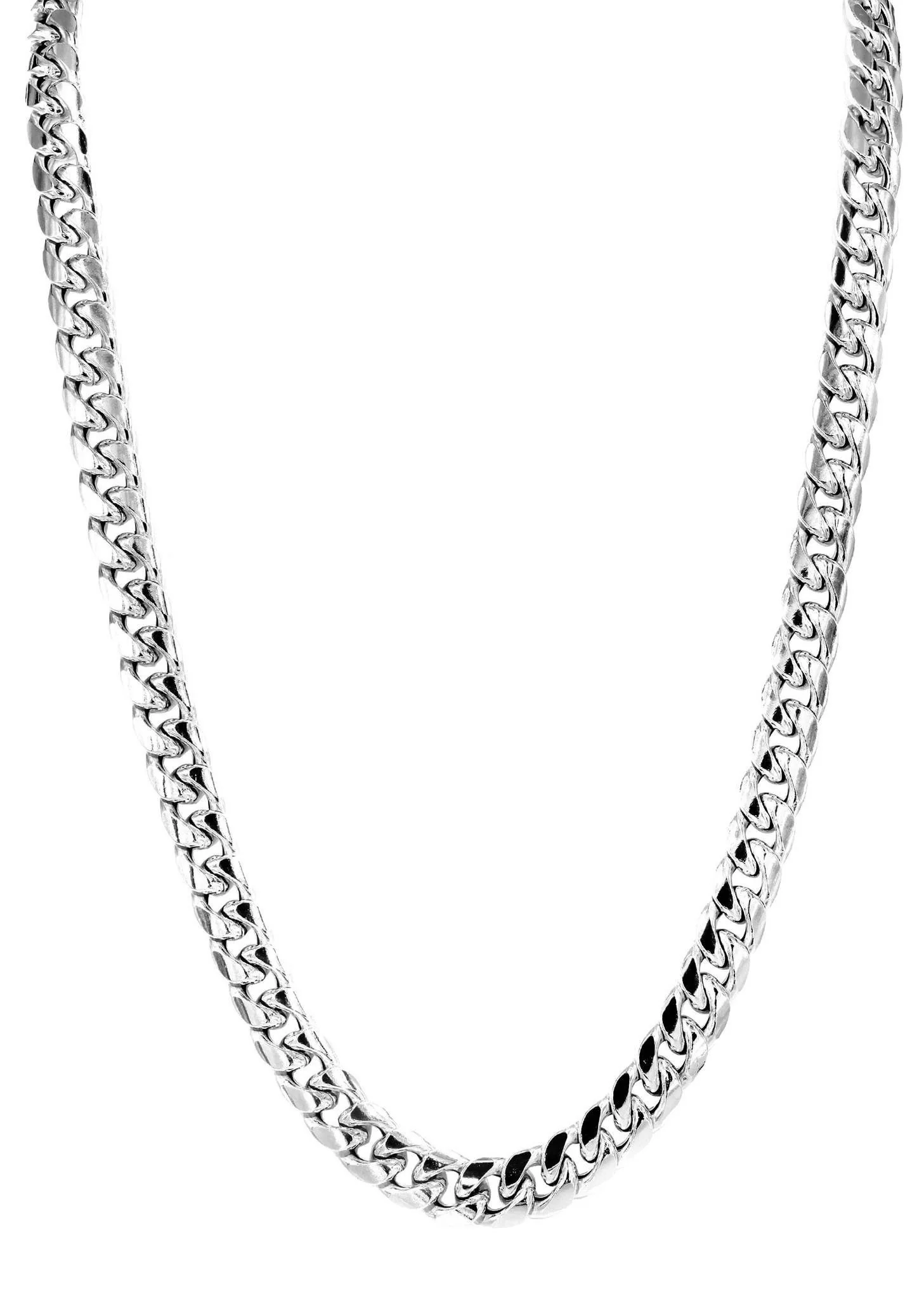 Womens 14K White Gold Chain - Semi Solid  Miami Cuban Link Chain - Image 4