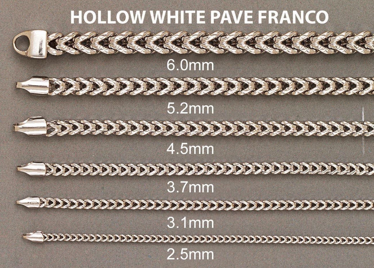 Semi Solid  Womens Diamond Cut Franco Bracelet 10K White Gold - Image 4