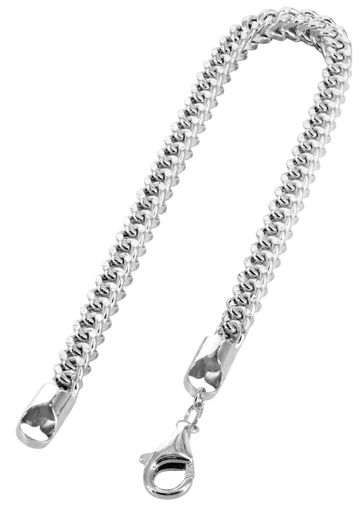 14K White Gold Bracelet  Semi Solid  Franco Diamond Cut For Women - Image 2
