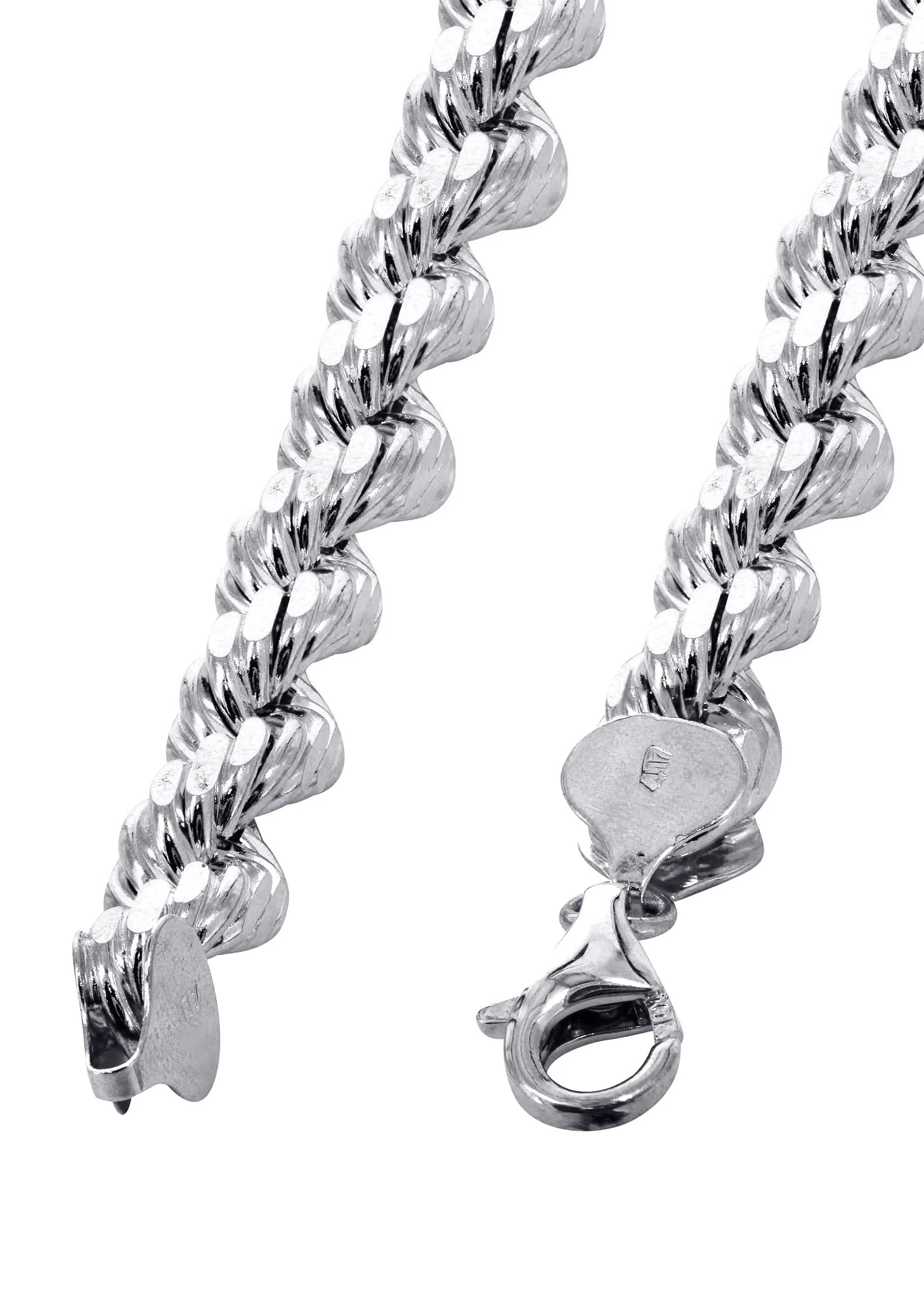 Solid Womens Rope Bracelet 10K White Gold - Image 2