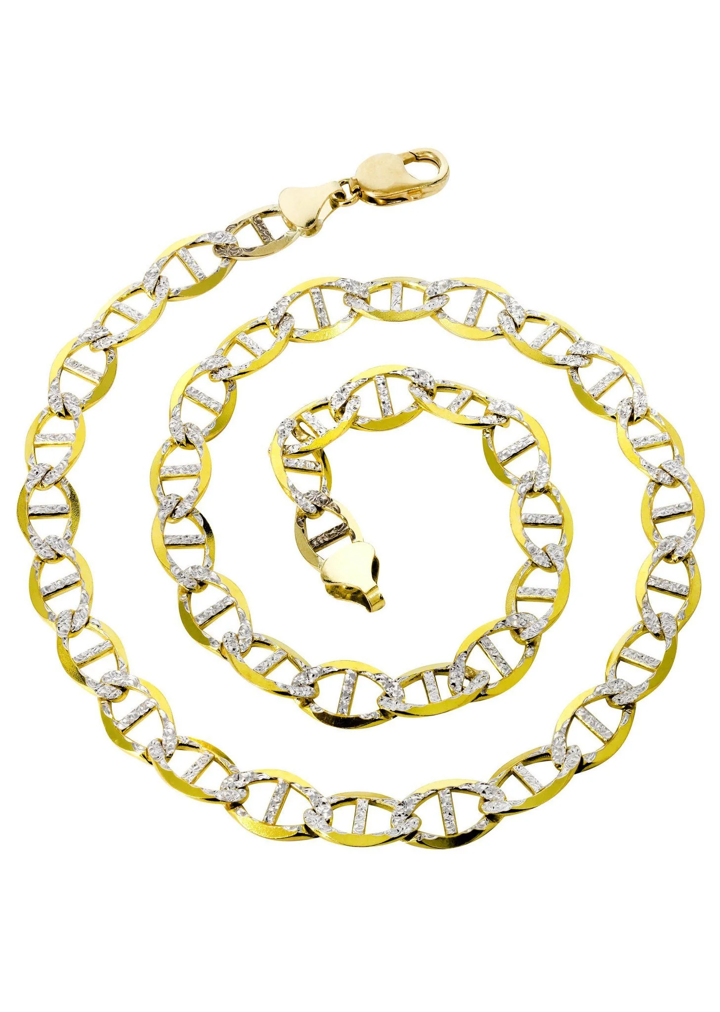 Womens 14K Gold Chain - Solid Diamond Cut Mariner Chain - Image 2