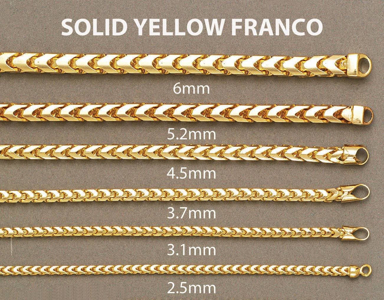 14K Gold Chain - Womens Solid Franco Chain - Image 5
