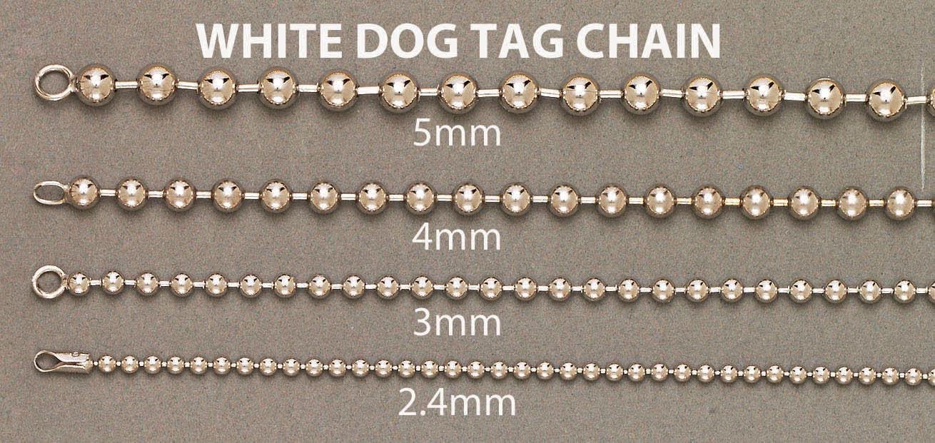 Womens 14K White Gold Chain - White Dog Tag Chain - Image 5