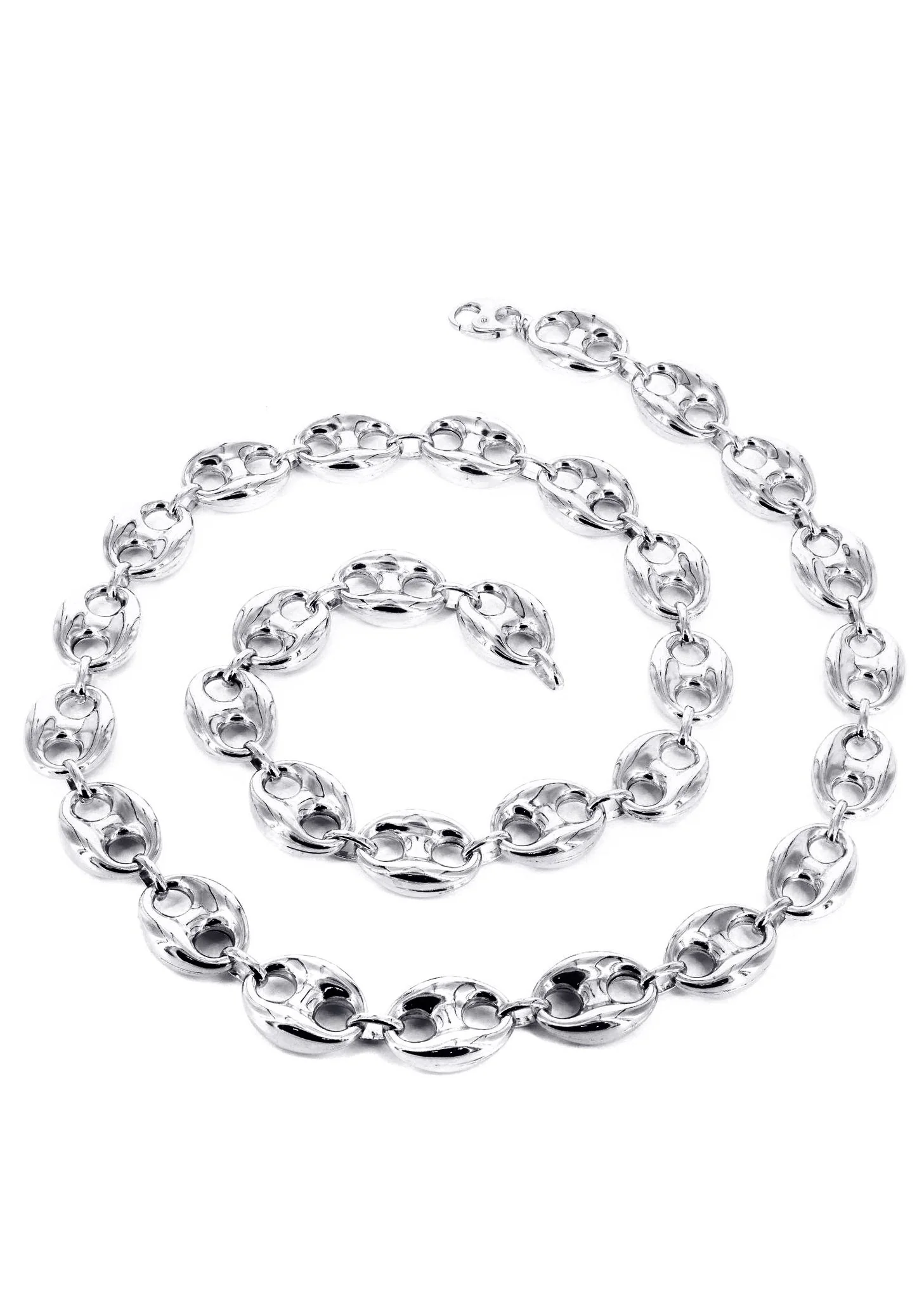 White Gold Chain - Womens Semi Solid  Puff Chain 10K Gold - Image 4